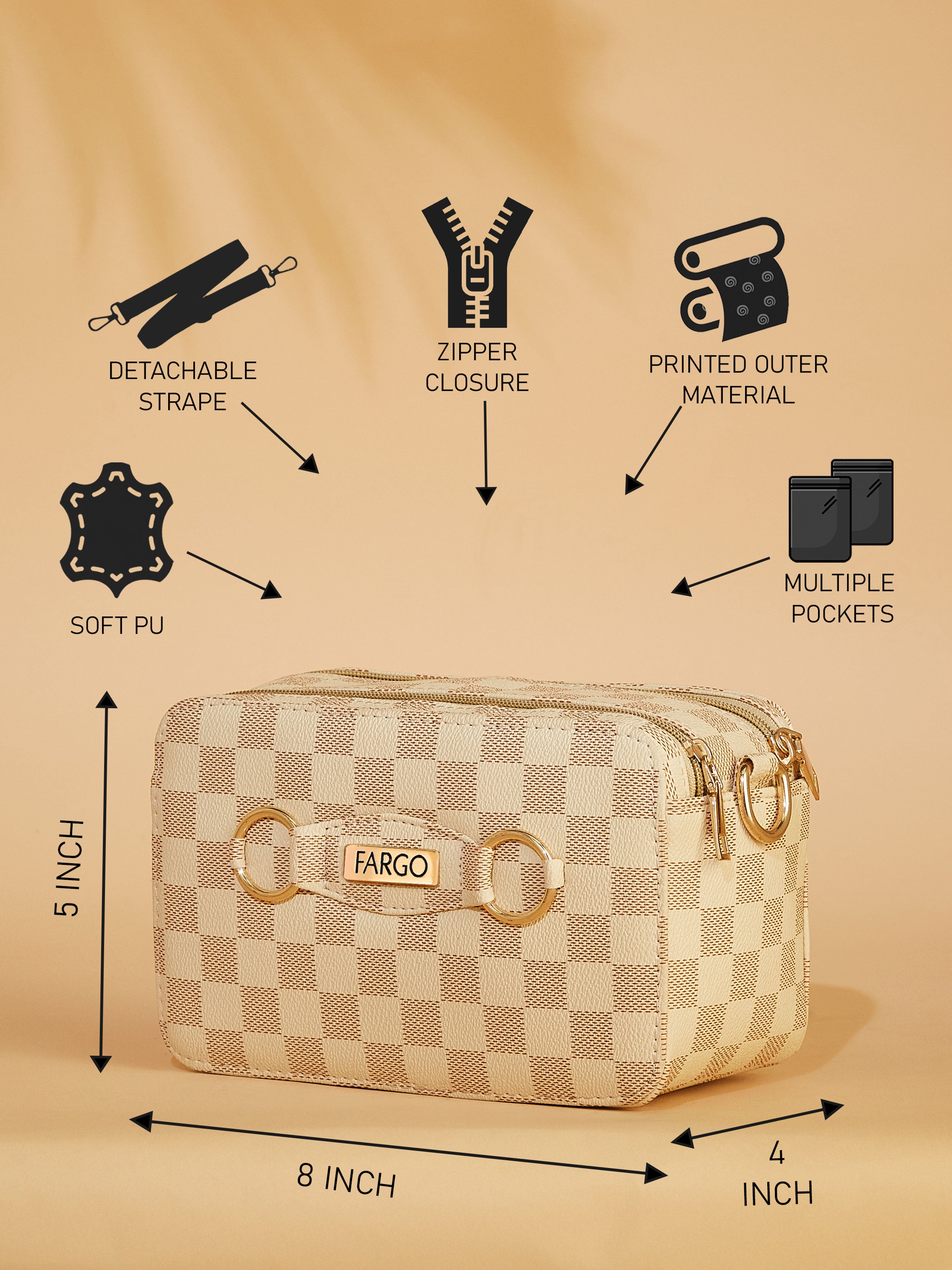 Vegan Leather Beige Women's Shoulder Bag