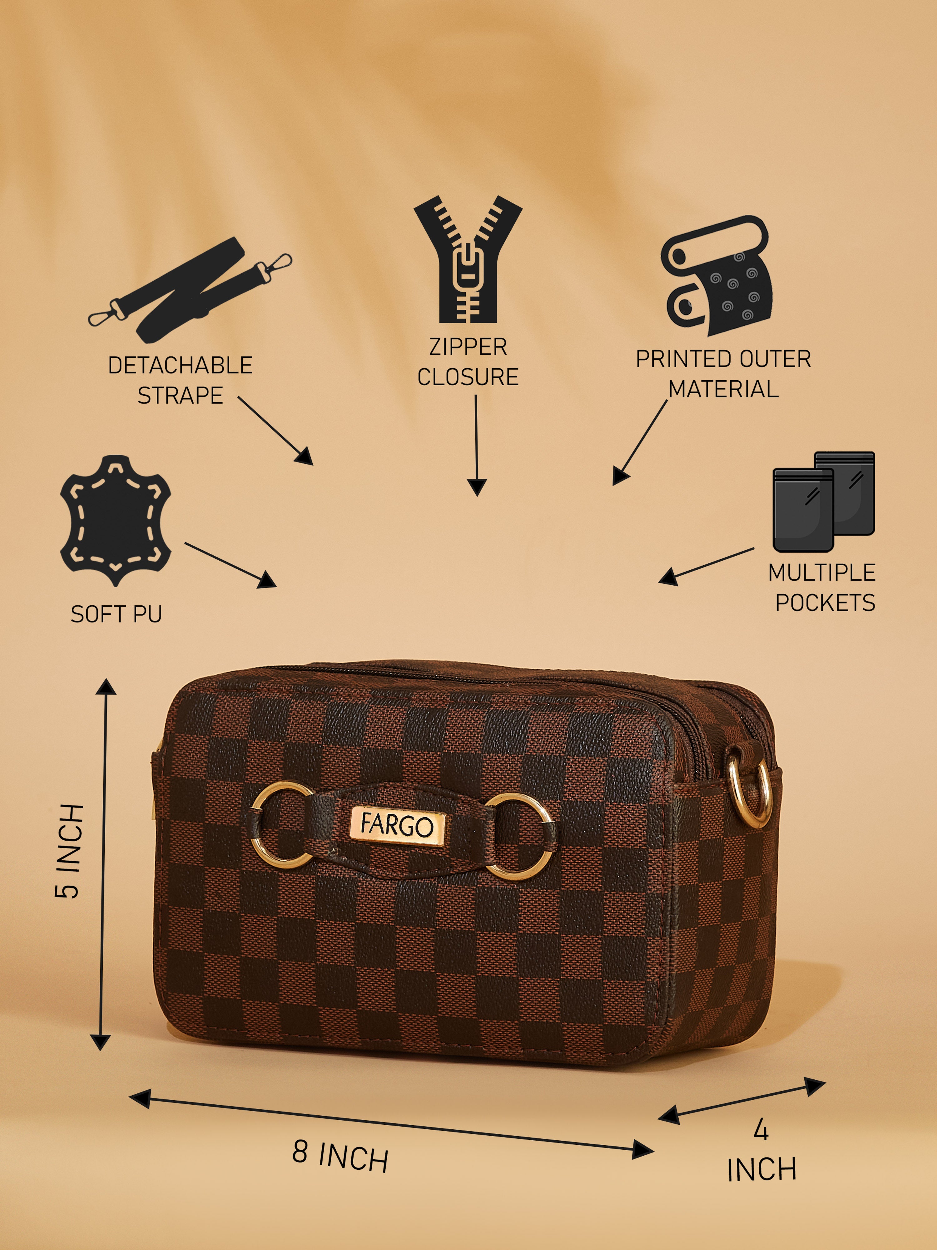 Vegan Leather Brown Women's Shoulder Bag