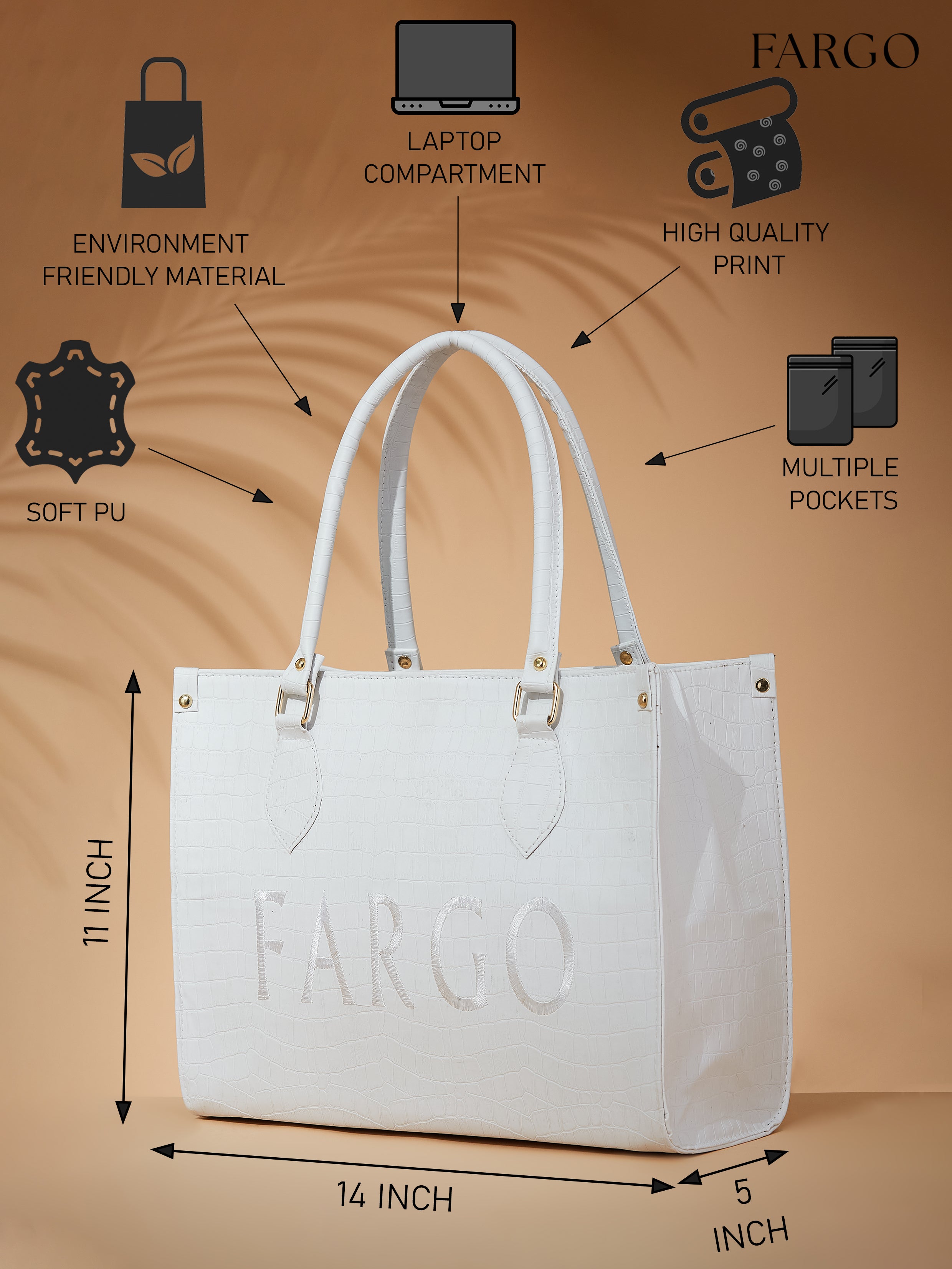 Vegan Leather White Women's Tote