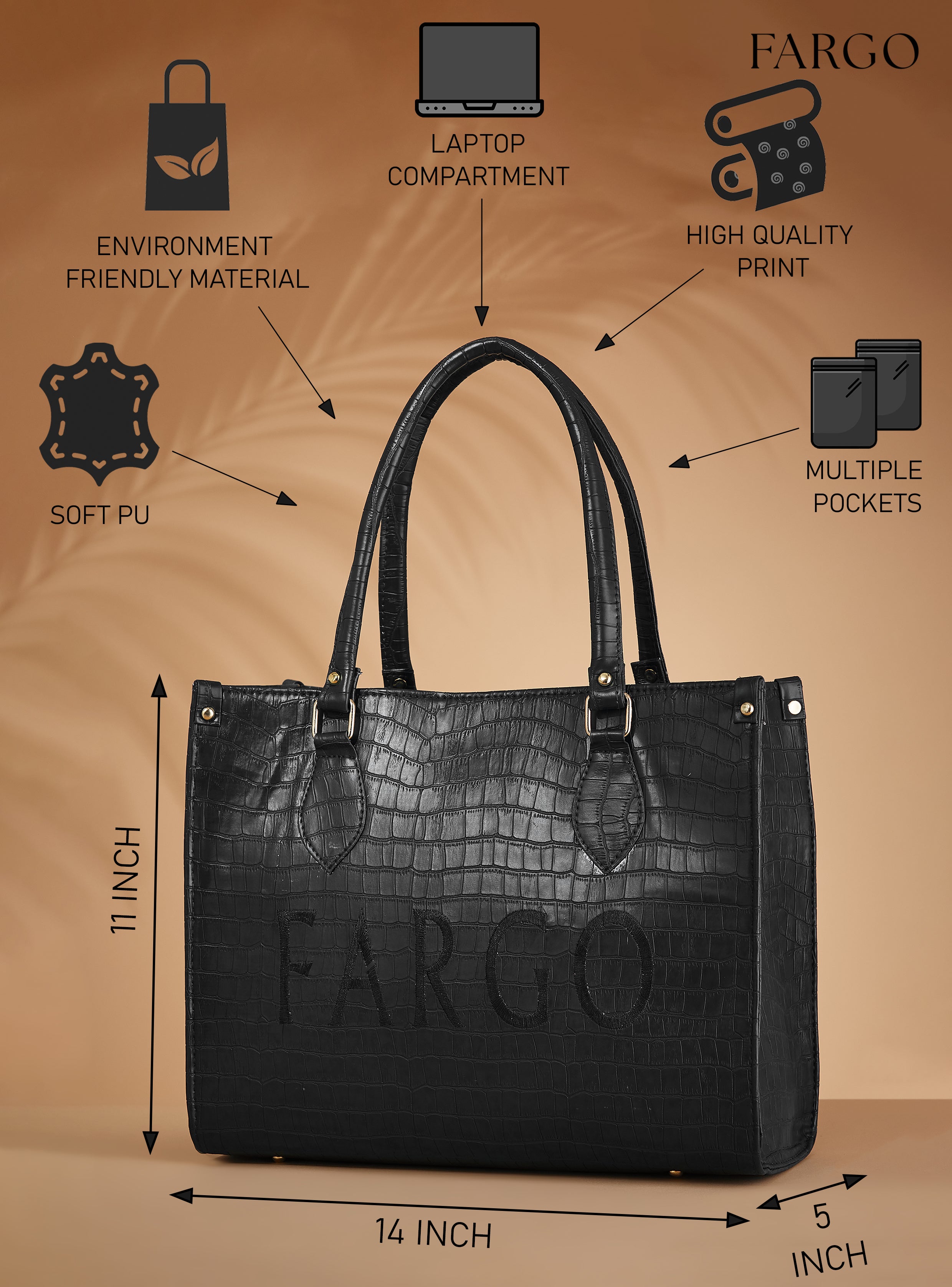 Vegan Leather Black Women's Tote