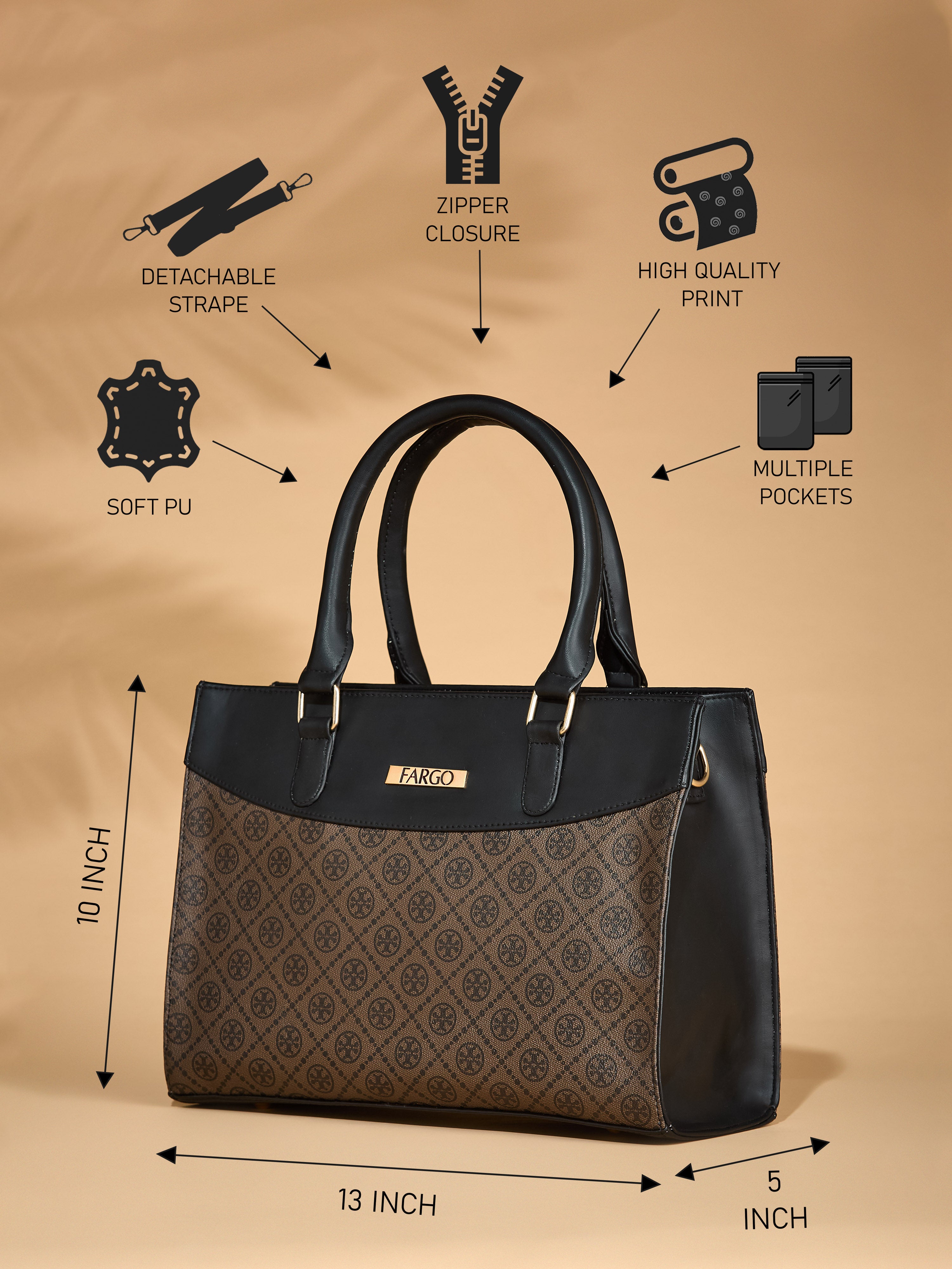 Vegan Leather Brown Women's Handbag
