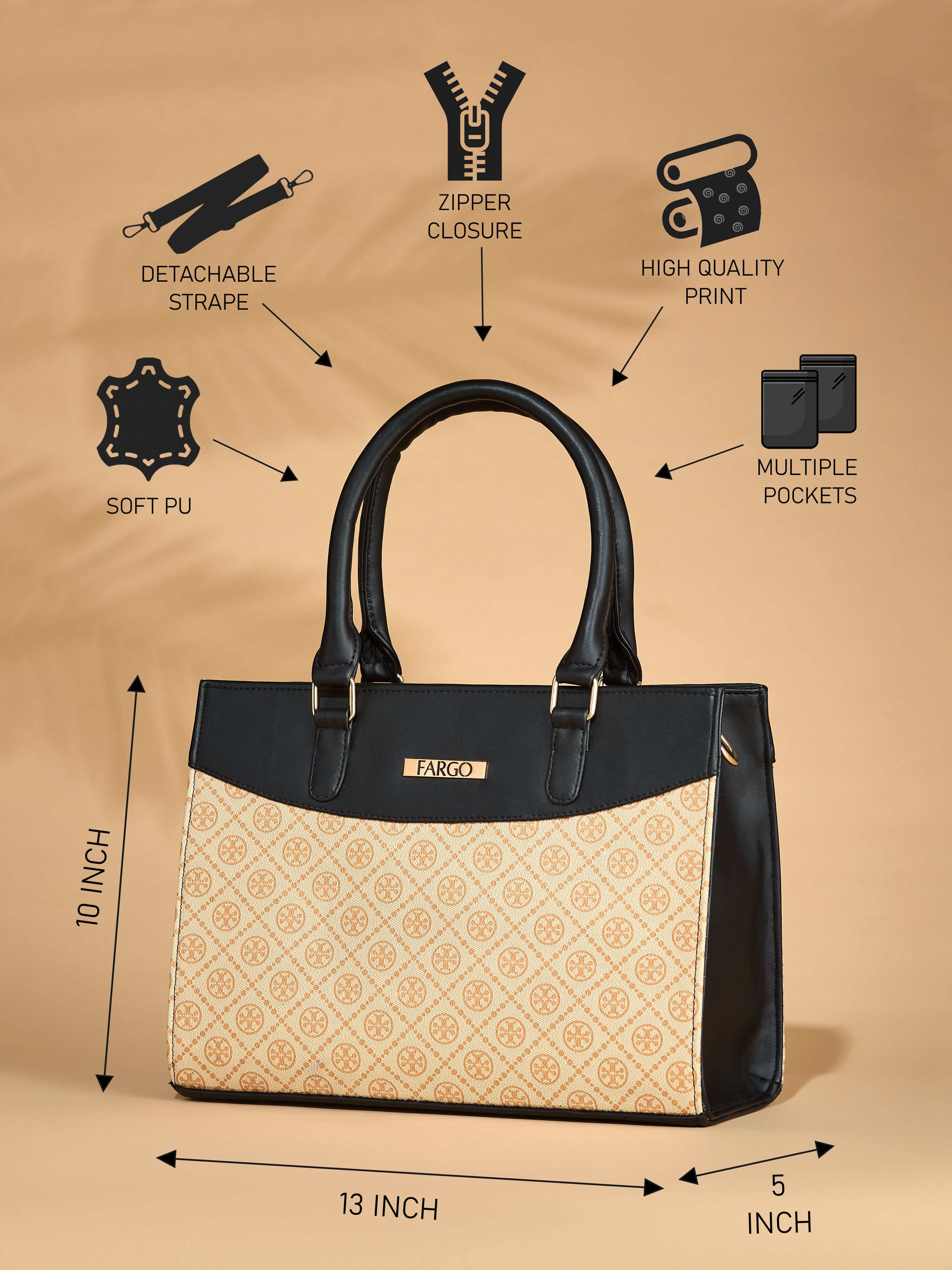 Vegan Leather Beige Women's Handbag