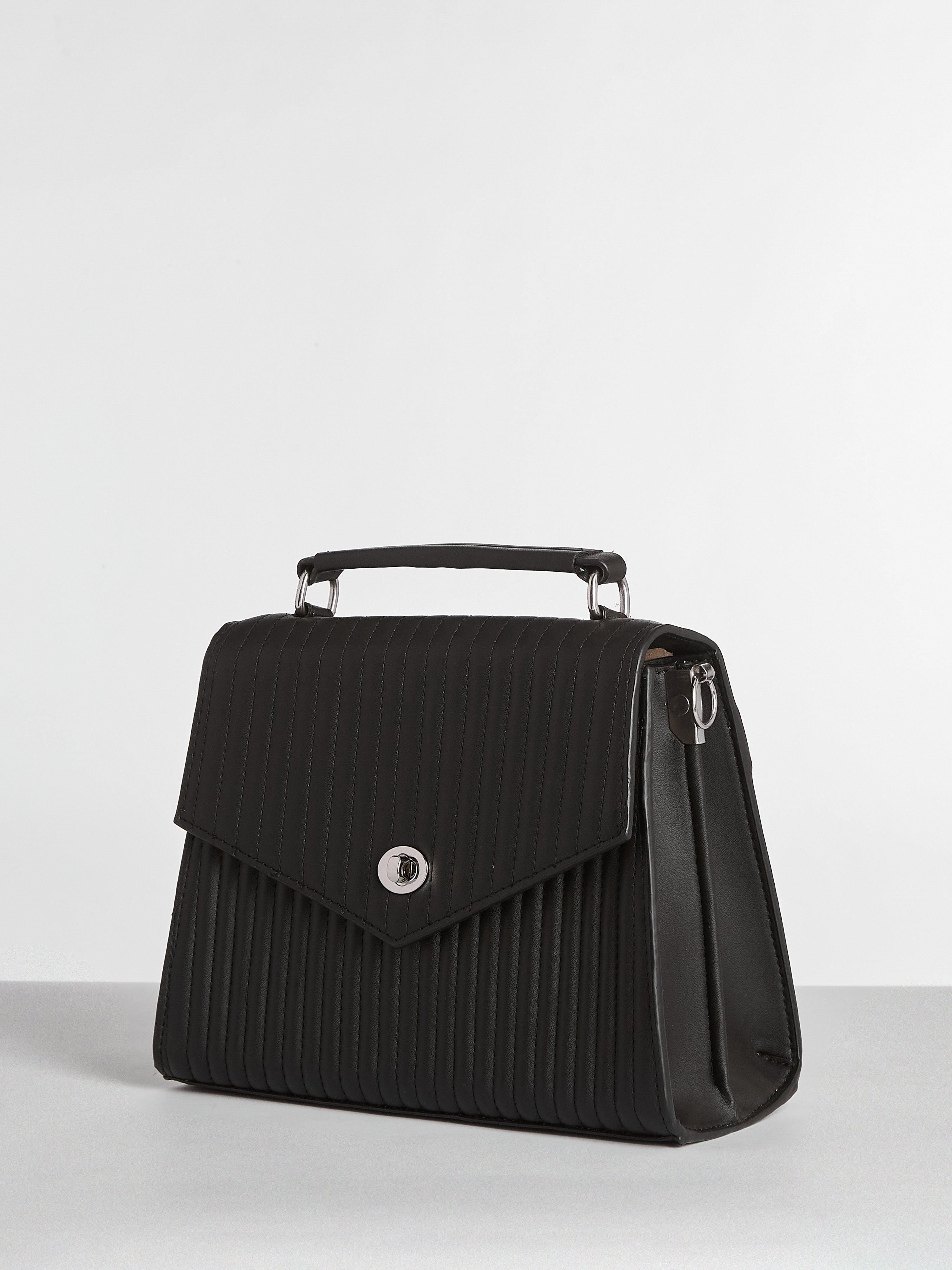 Fusion Vegan Leather Black Handbag