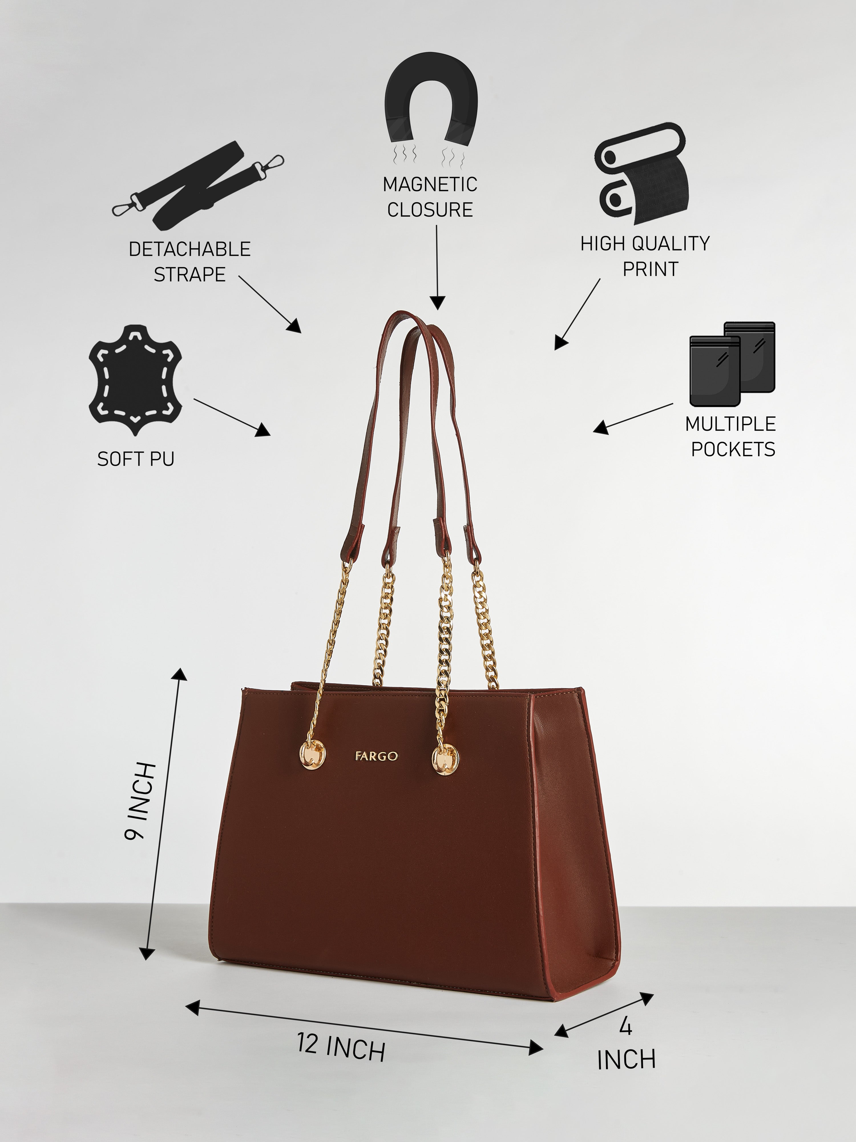 Elevate Brown Handbag for Women