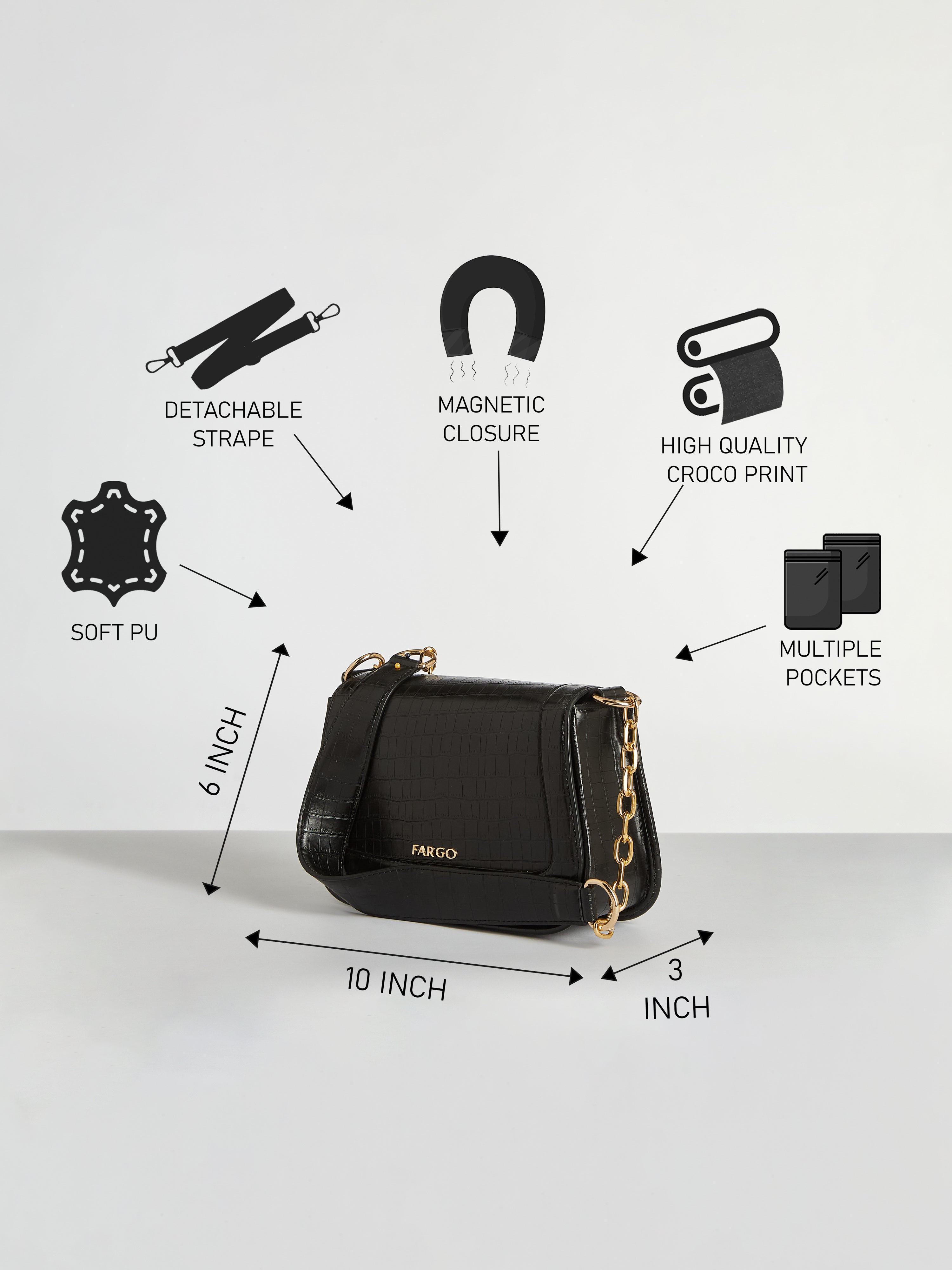 Duchess Black Shoulder Bag for Women