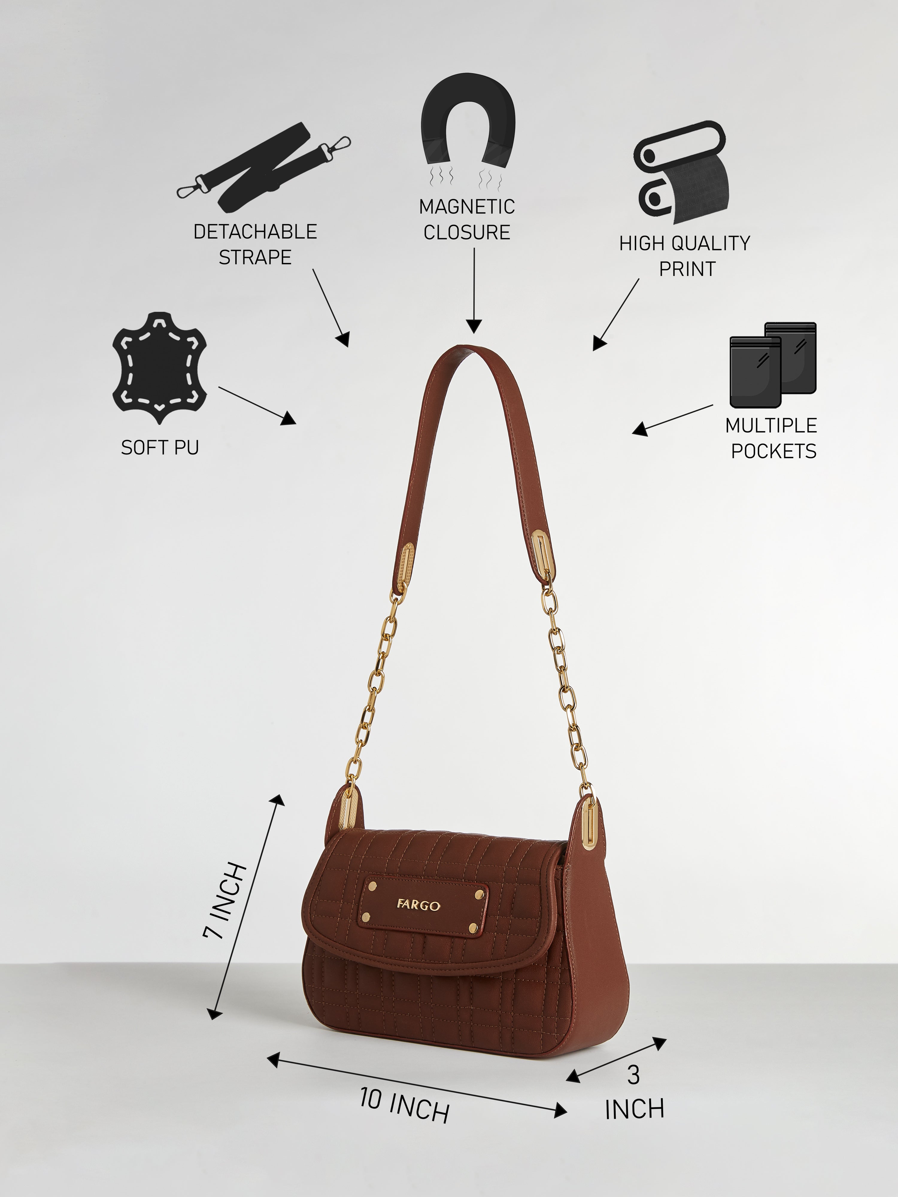 Aria Brown Shoulder Bag for Women
