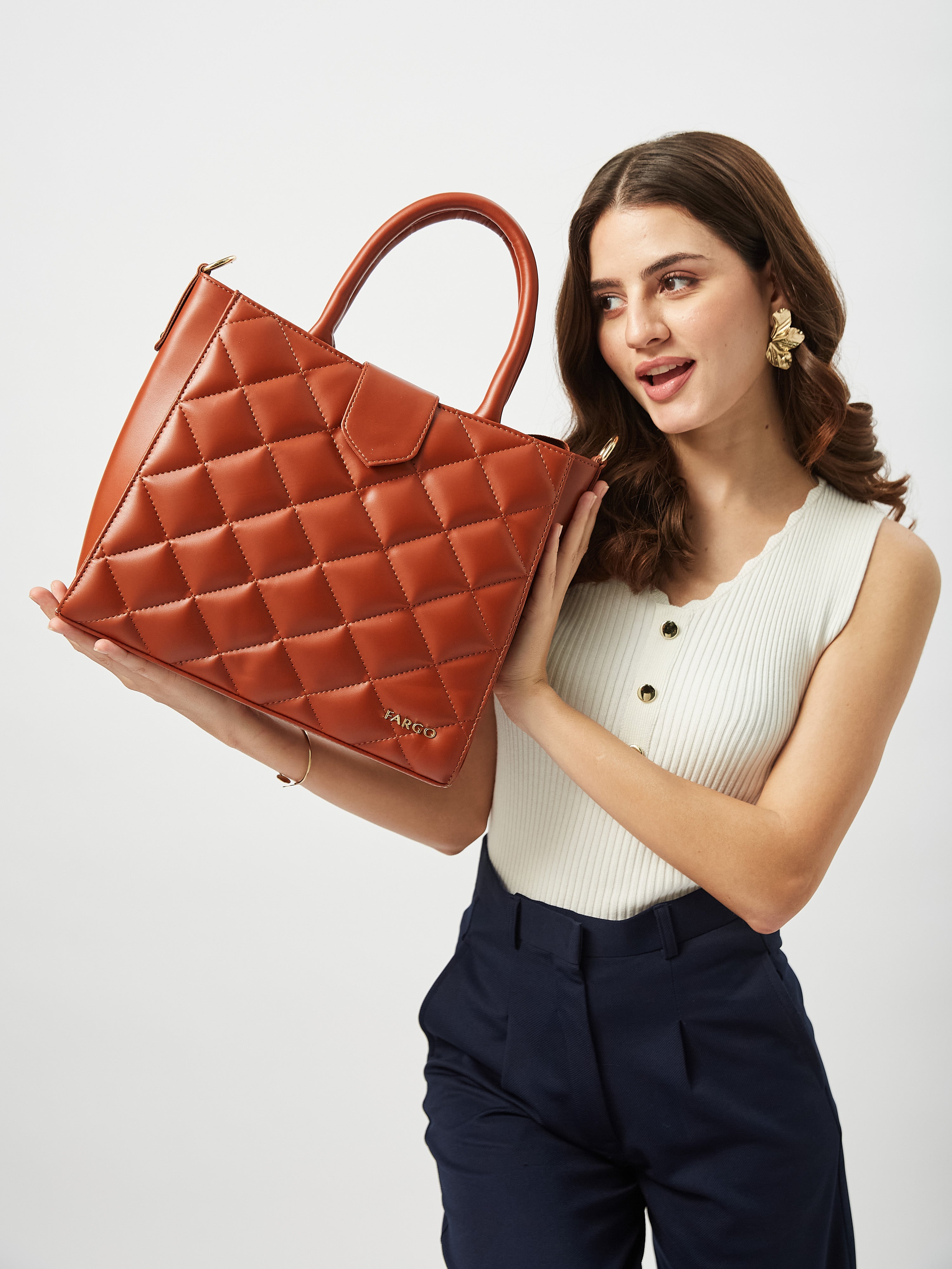 Hera Tan Quilted Handbag for Women
