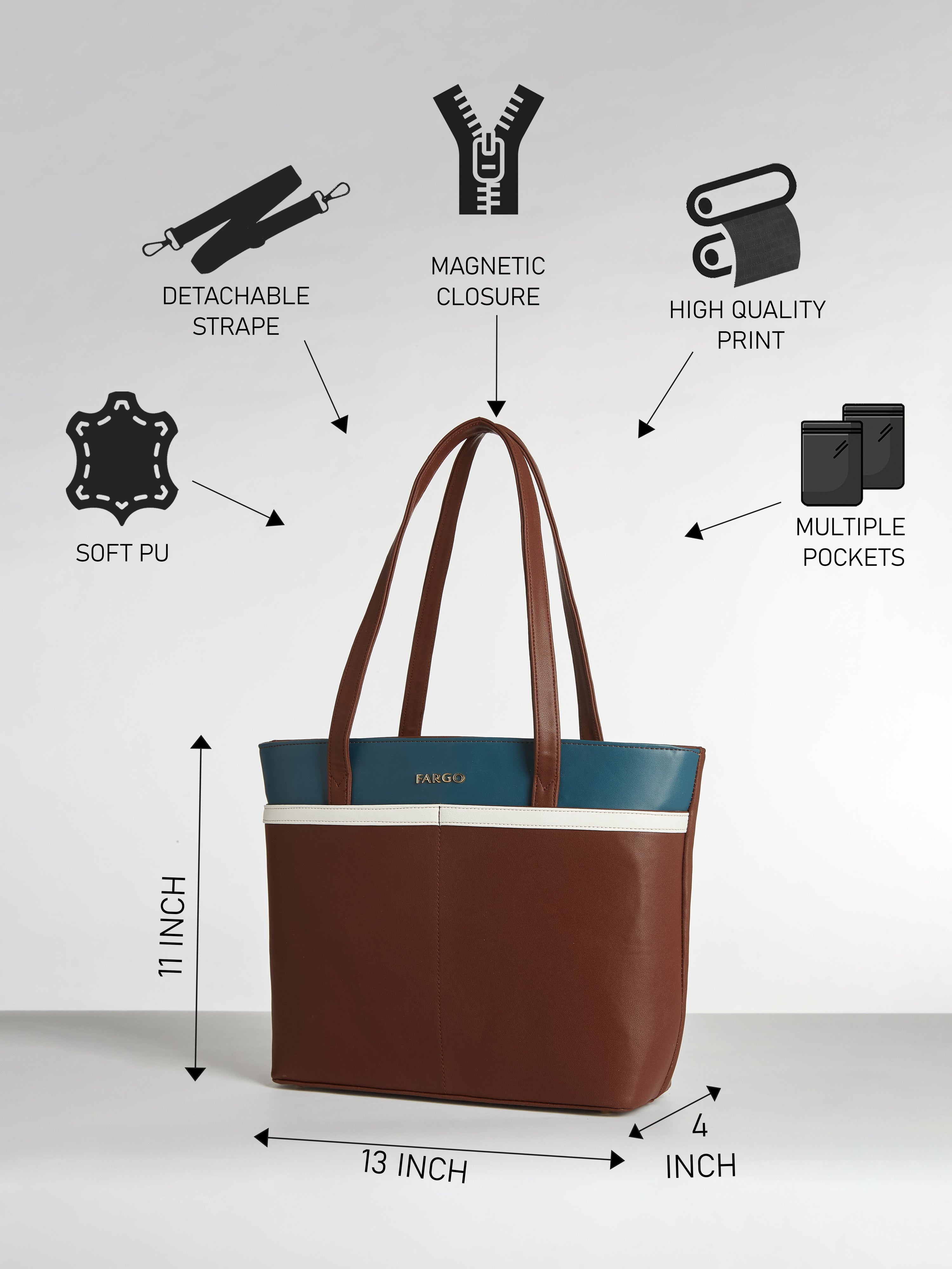 Stride Brown Tote Bag for Women