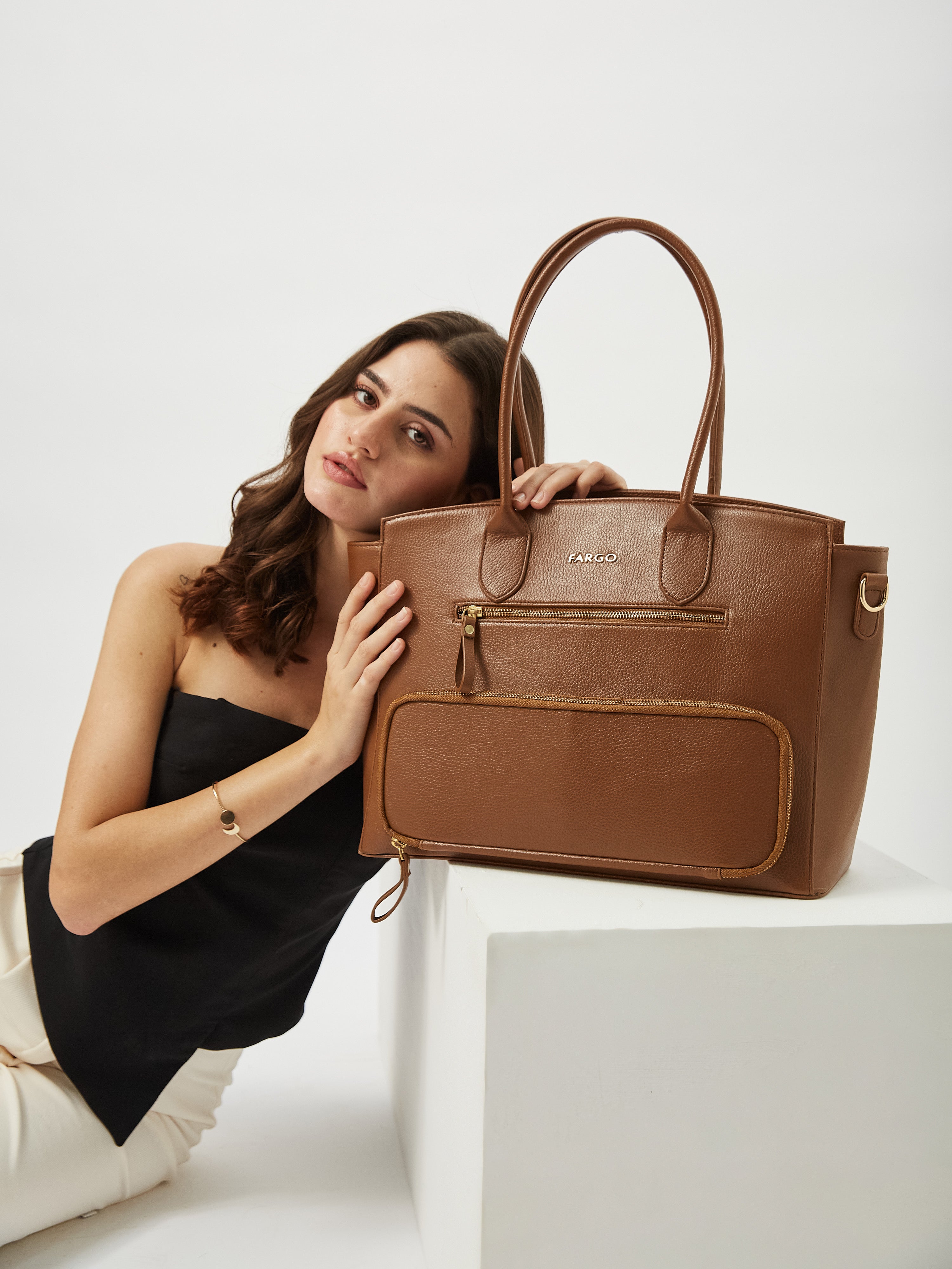 Ornate Tan Tote Bag for Women