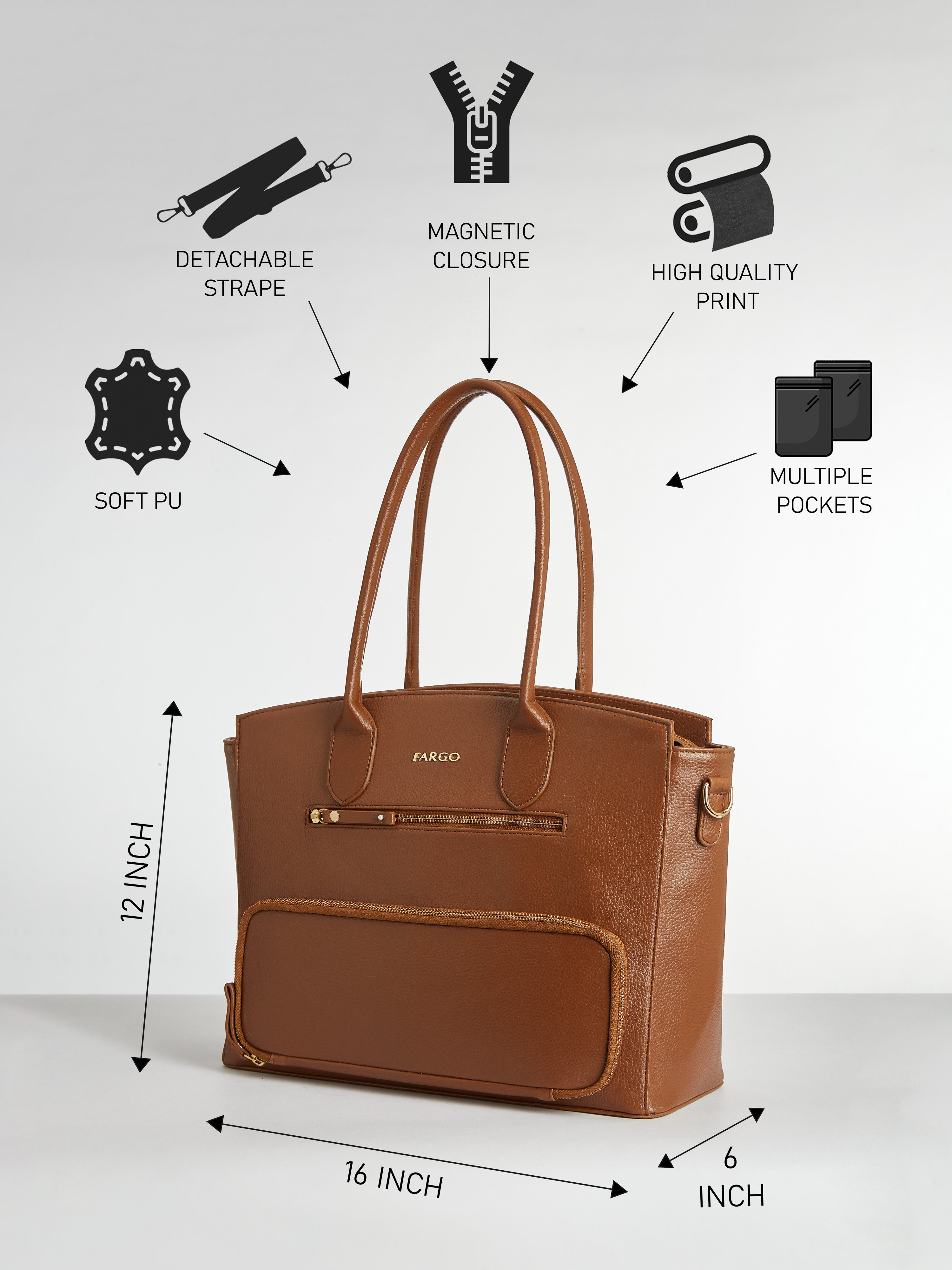 Ornate Tan Tote Bag for Women