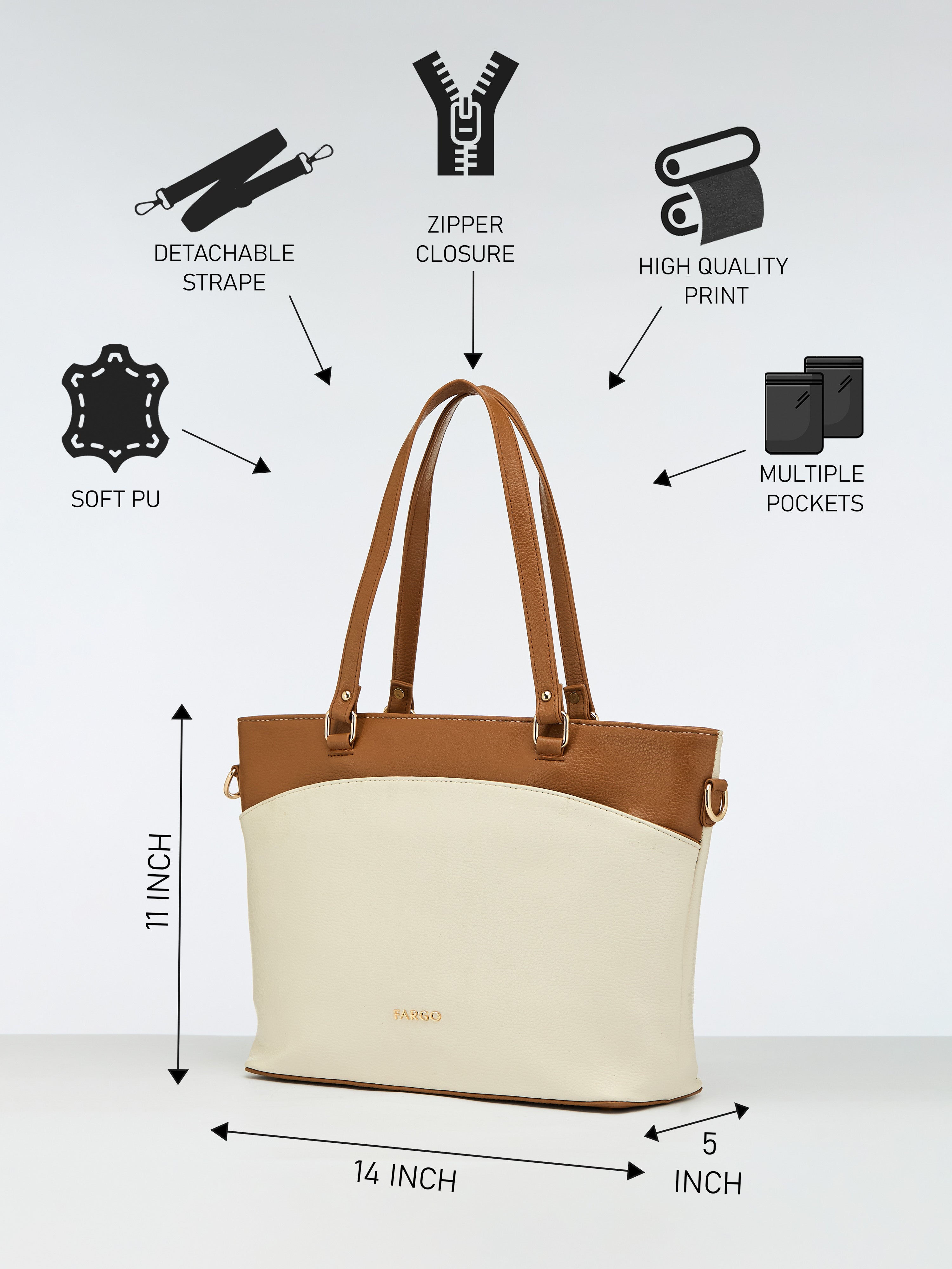 Arden Beige Tote Bag for Women