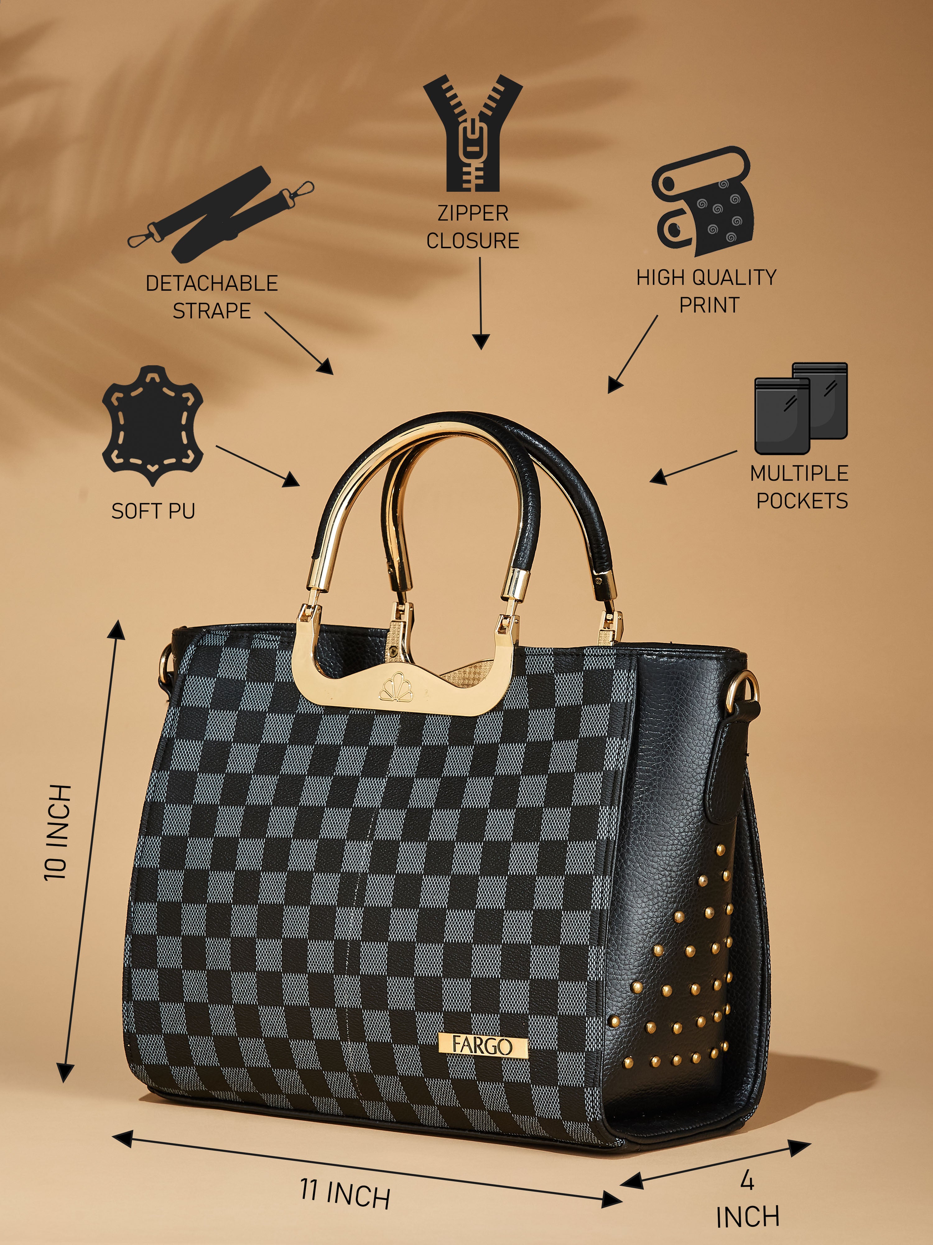 Vegan Leather Black Women's Handbag
