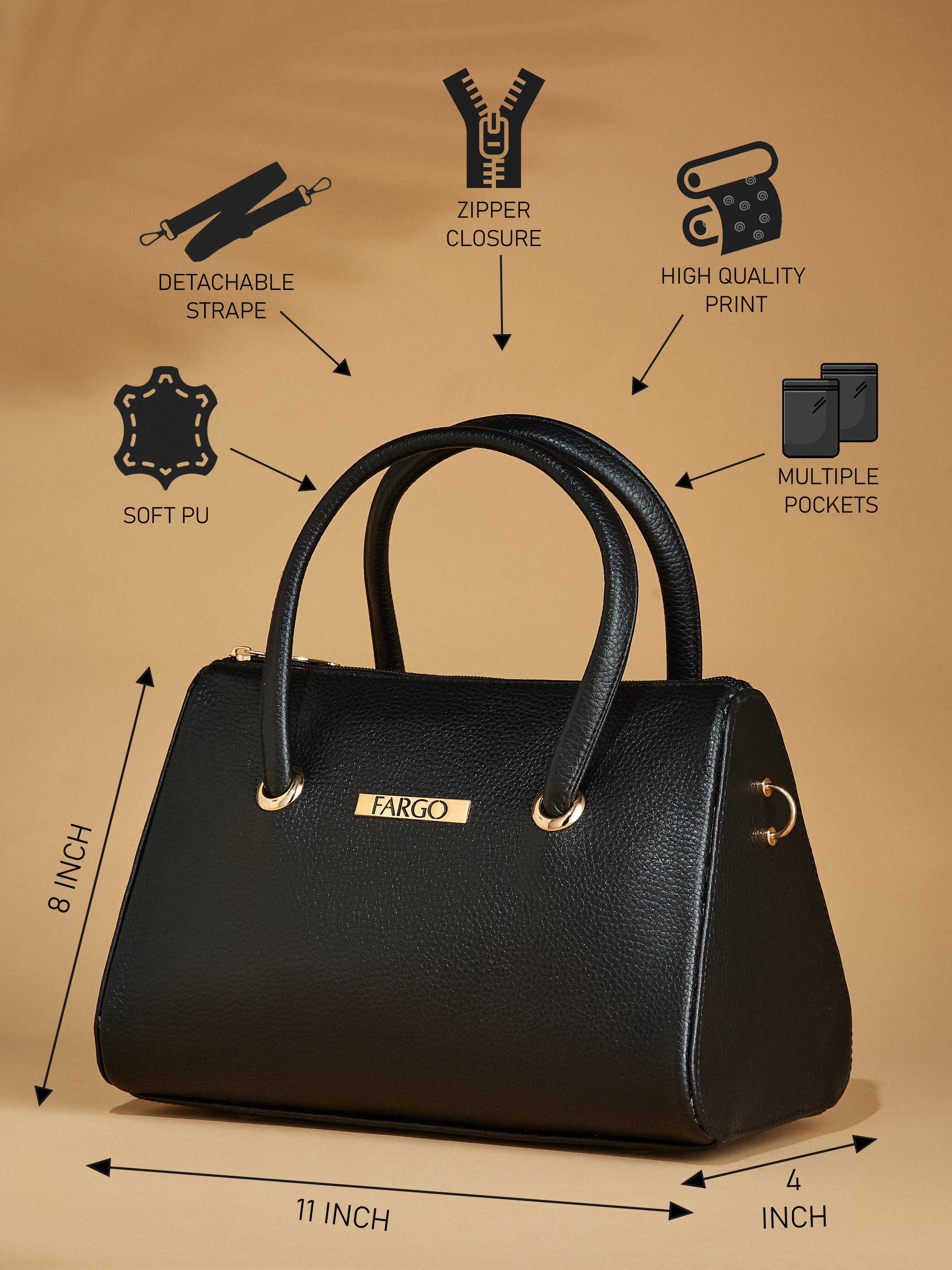 Vegan Leather Black Women's Mini Handbag
