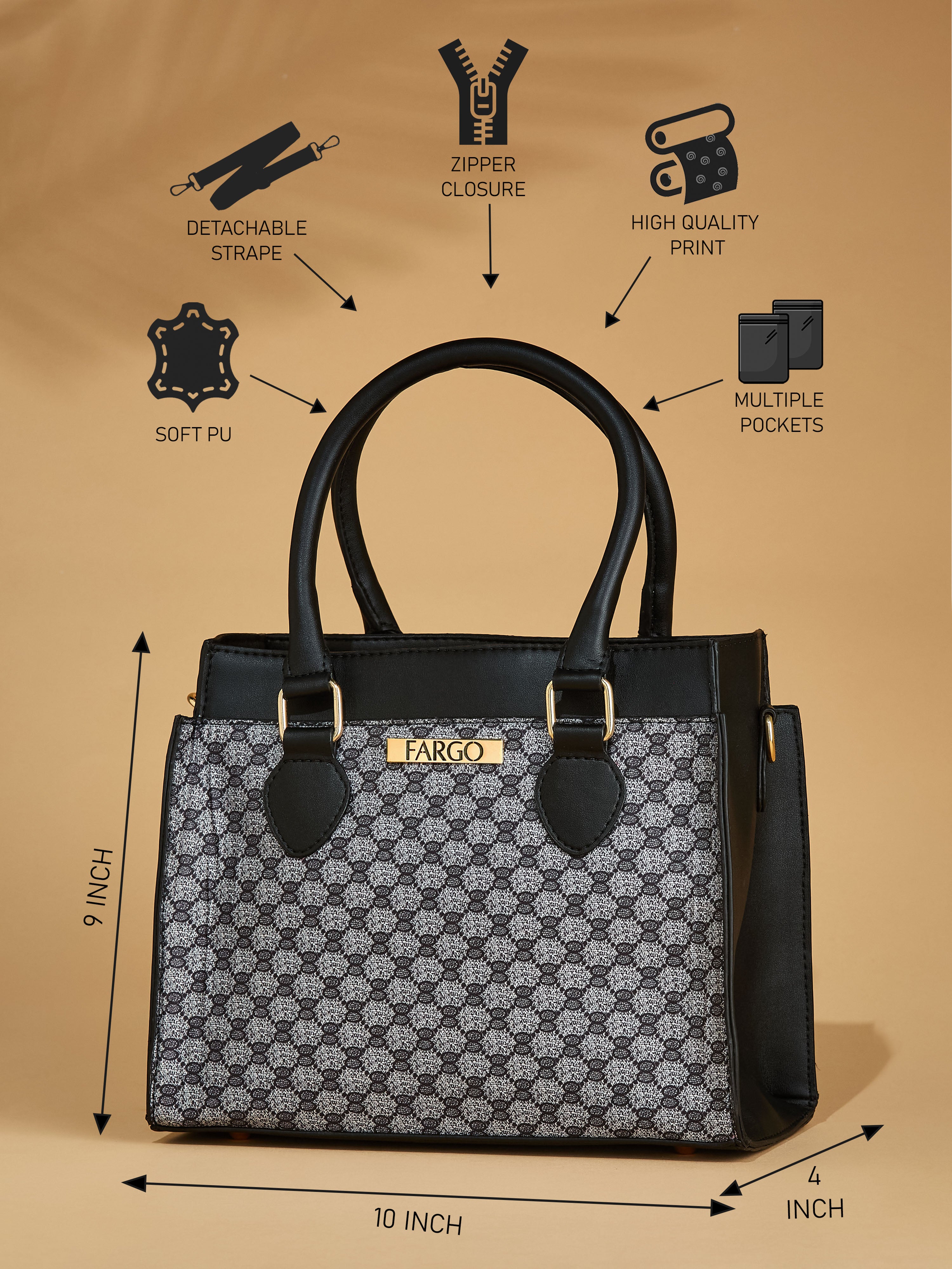 Vegan Leather Black Women's Handbag