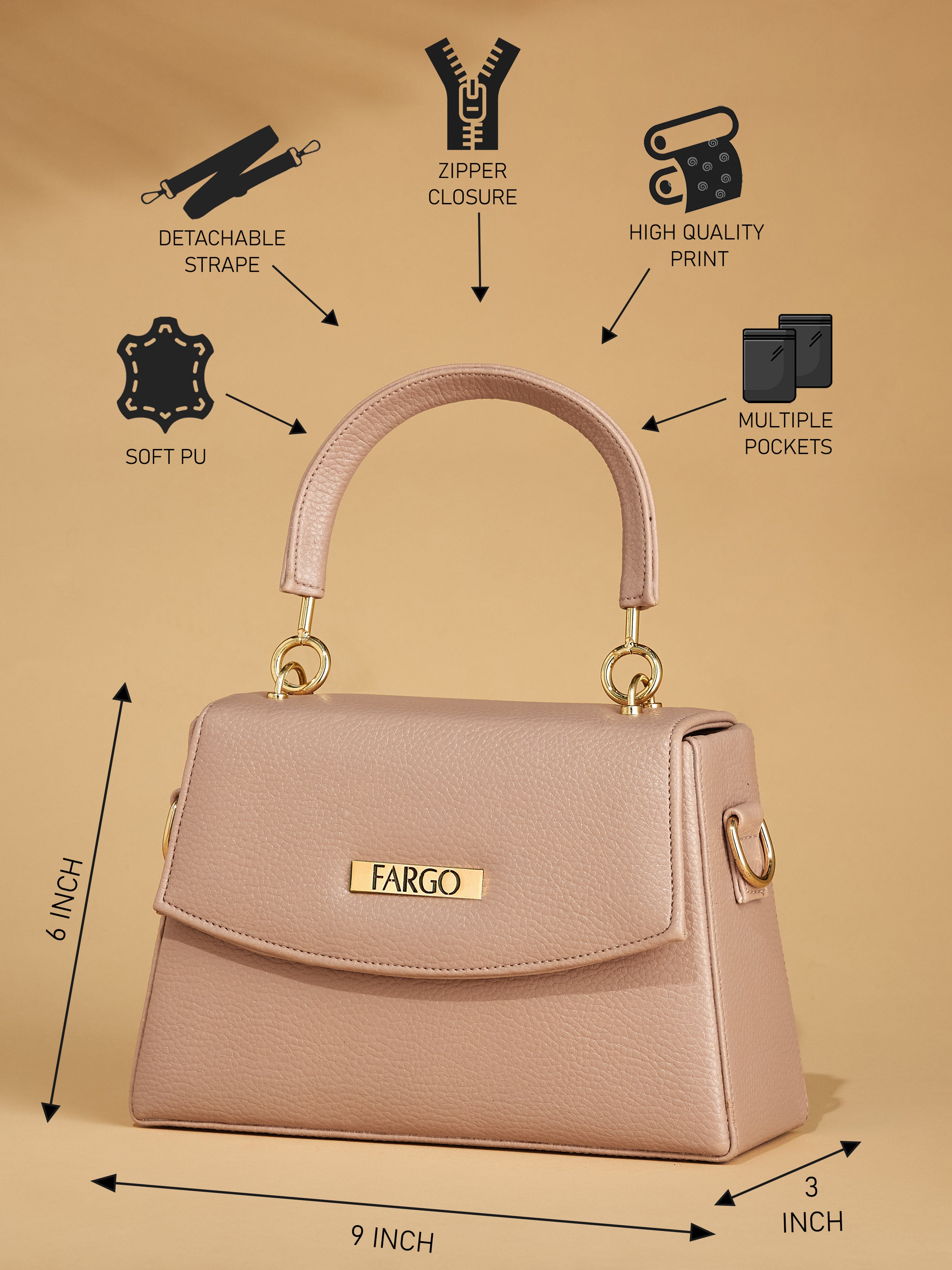 Vegan Leather Pink Women's Handbag