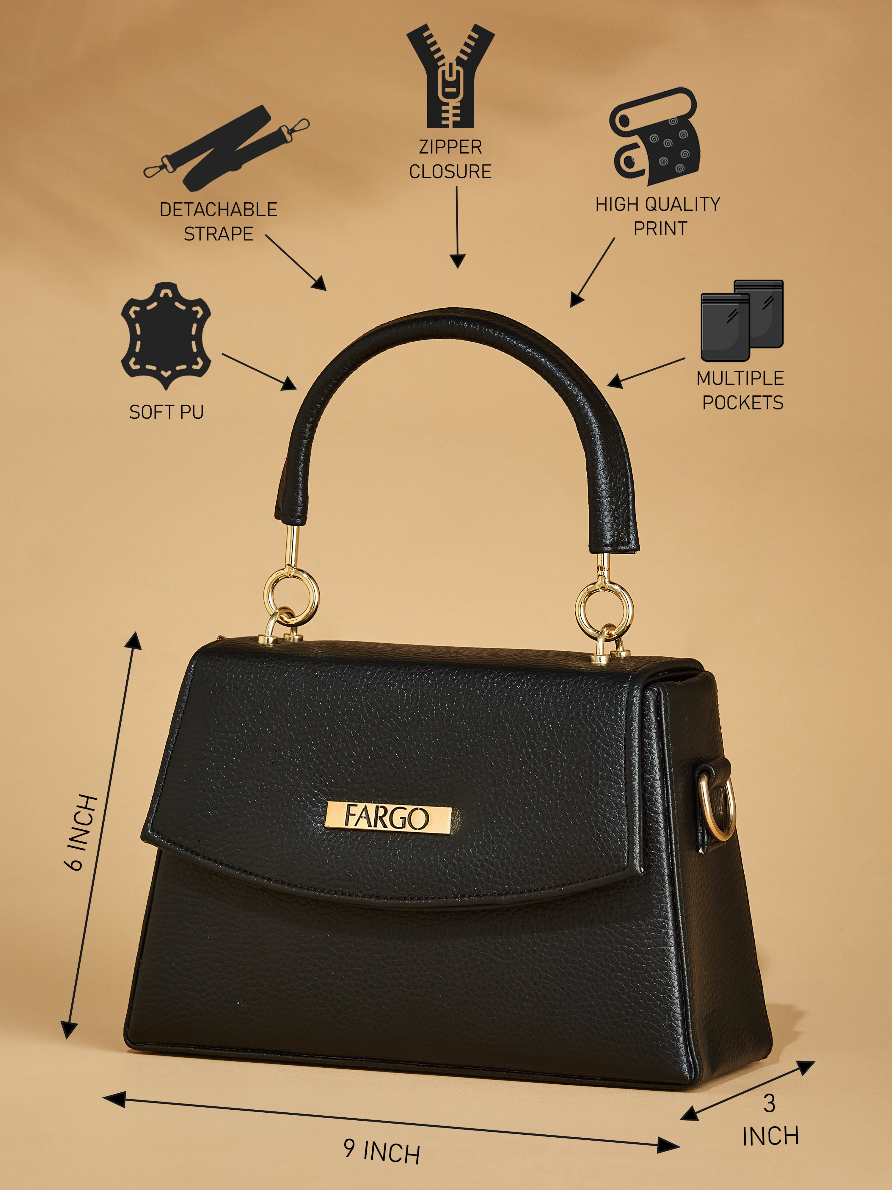 Vegan Leather Black Women's Handbag