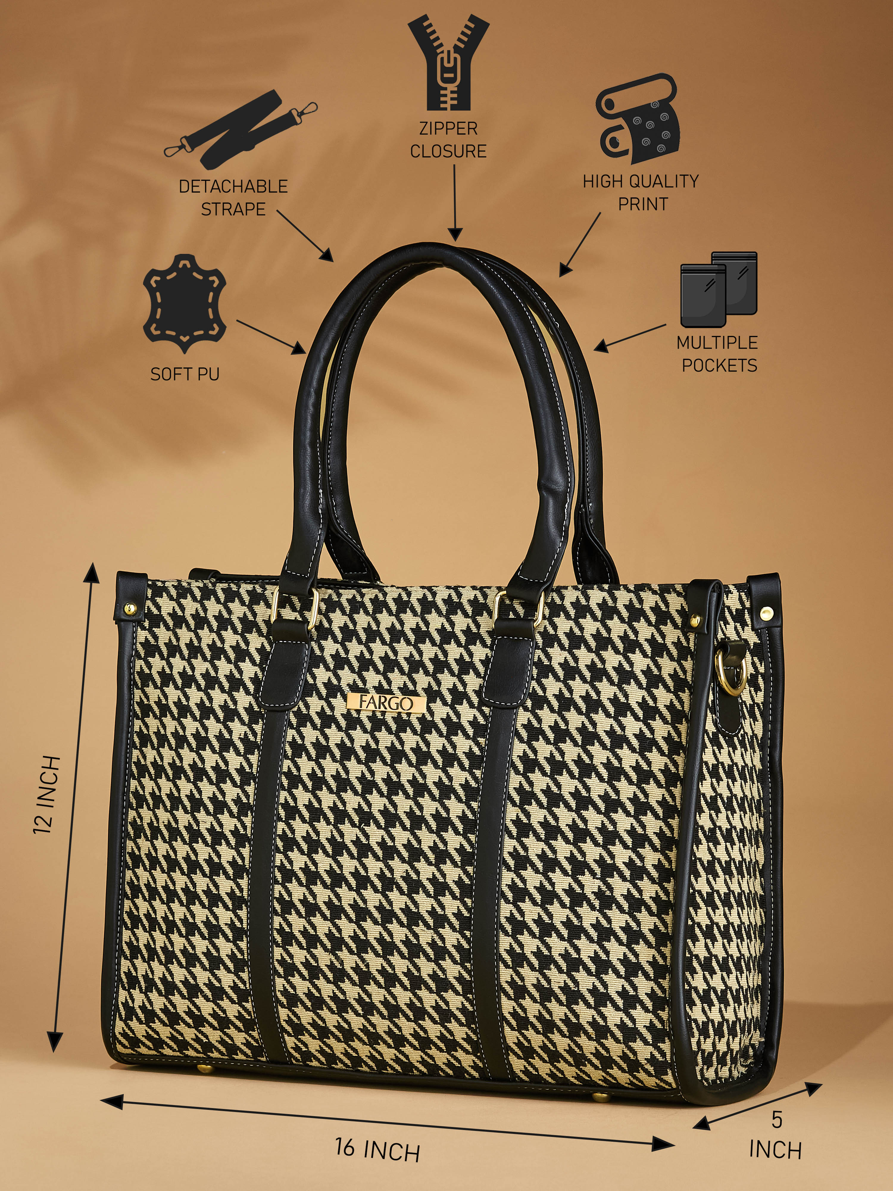 Canvas & Vegan Leather Multicolor Women's Tote