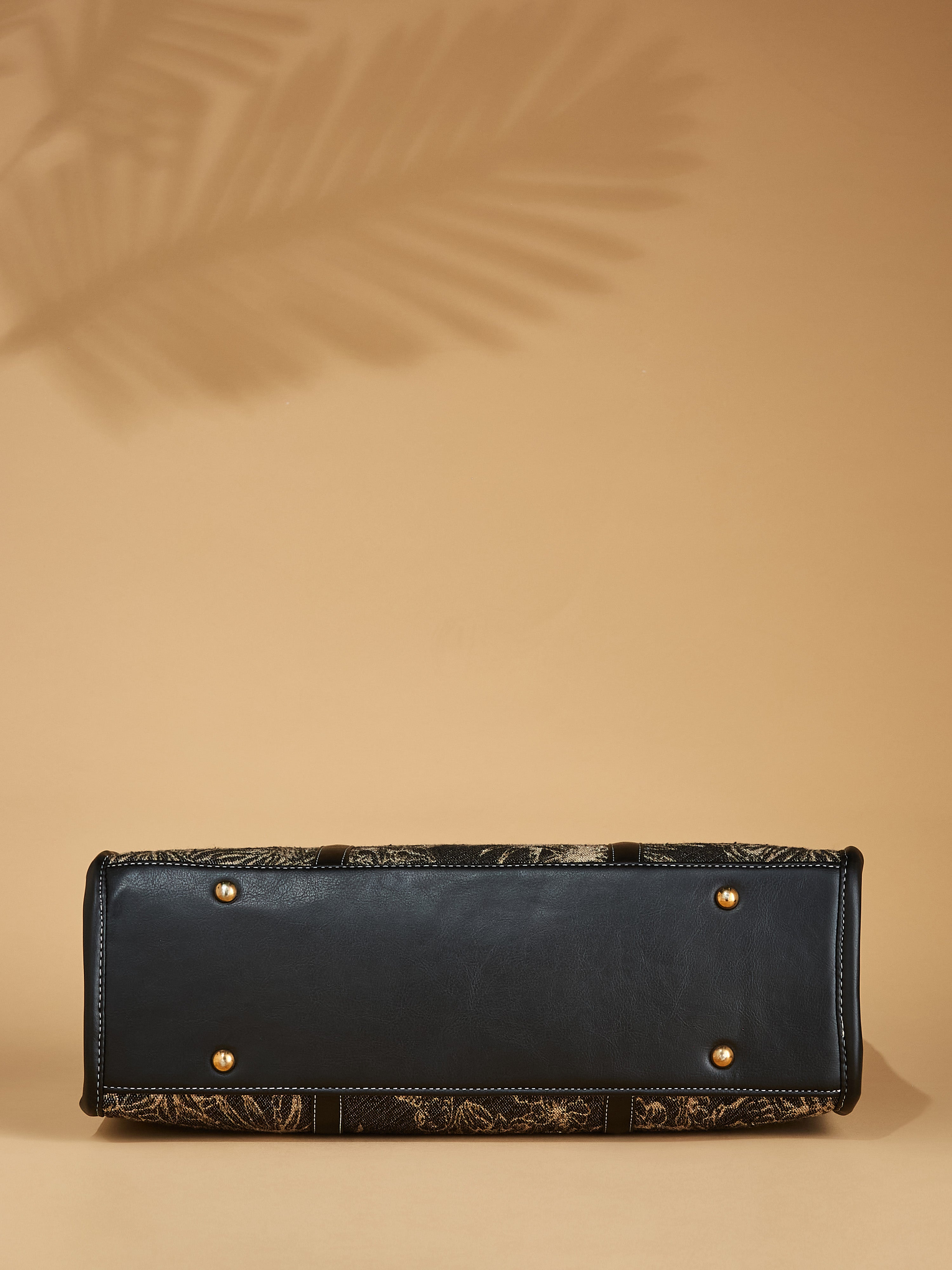 Canvas & Vegan Leather Black Women's Tote