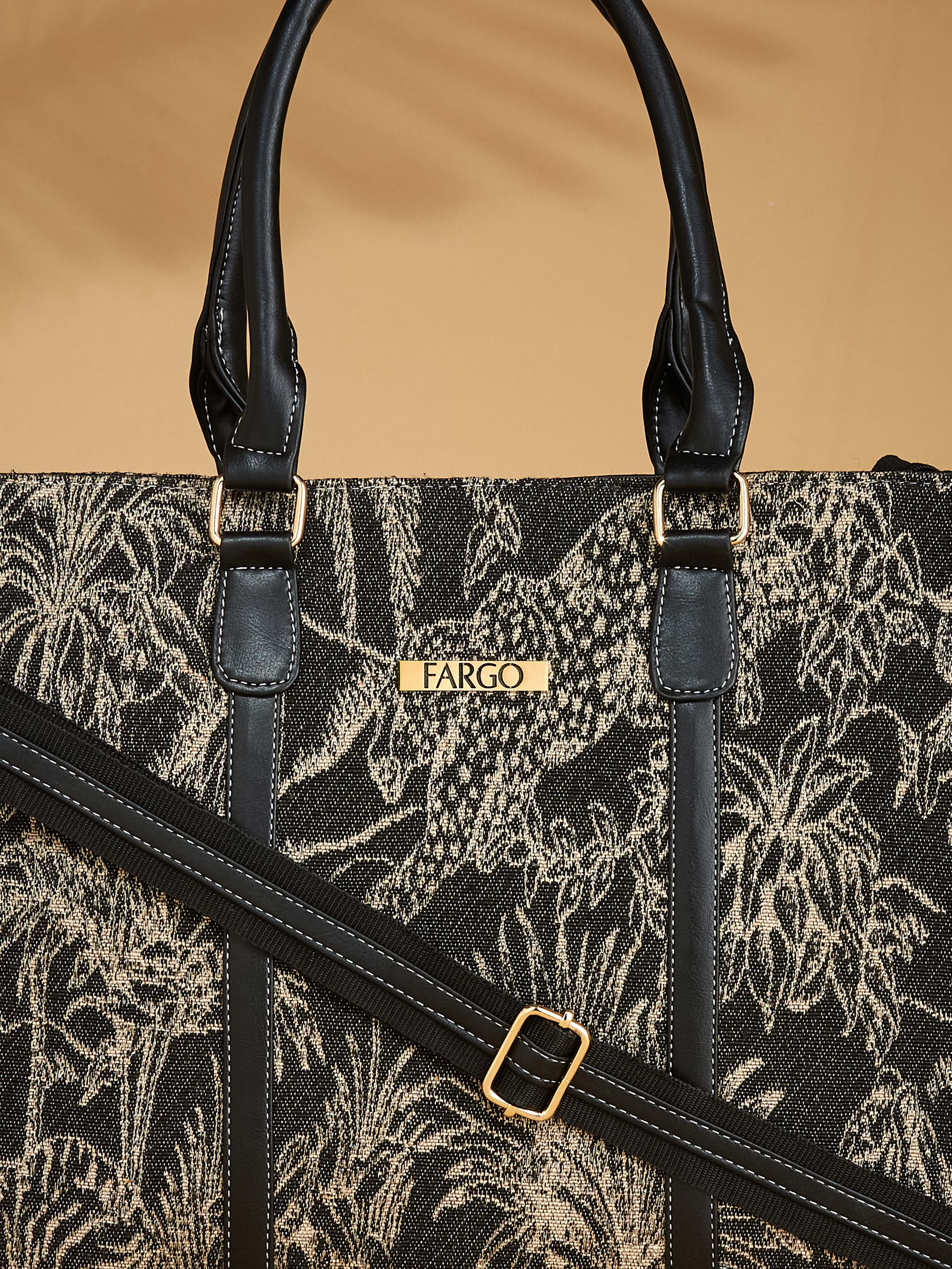 Canvas & Vegan Leather Black Women's Tote