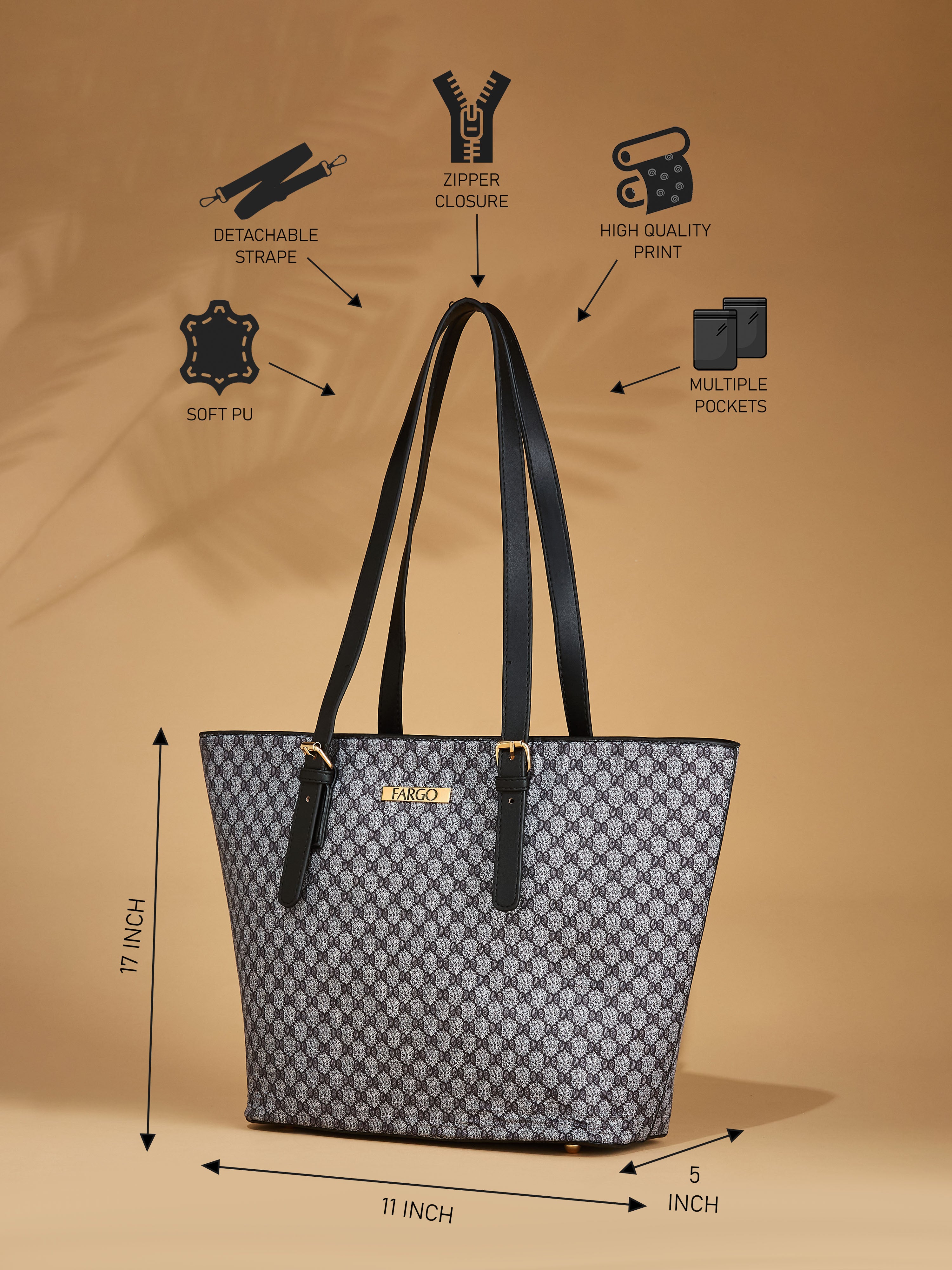 Vegan Leather Black Women's Tote