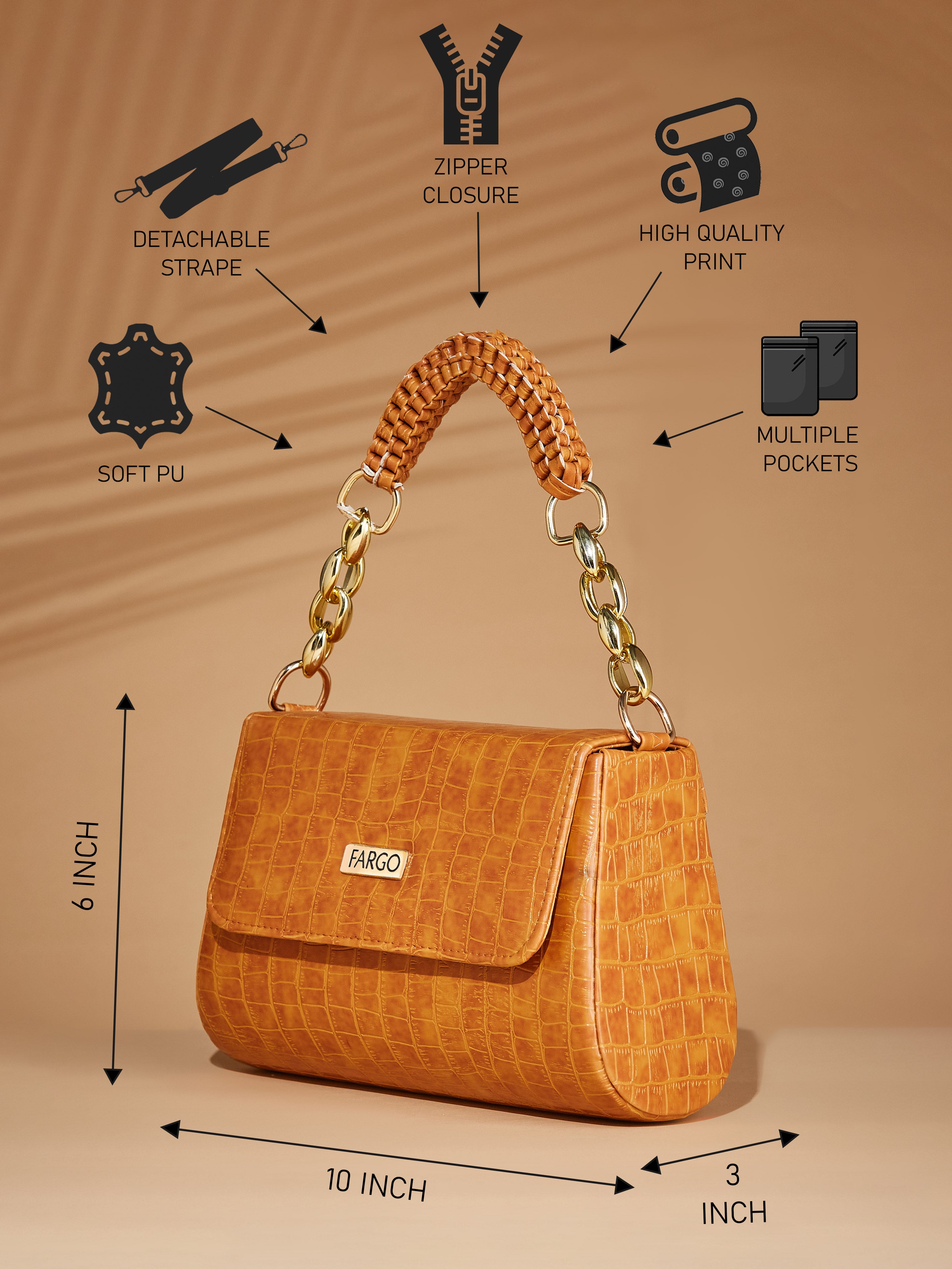 vegan leather yellow women's shoulder bag