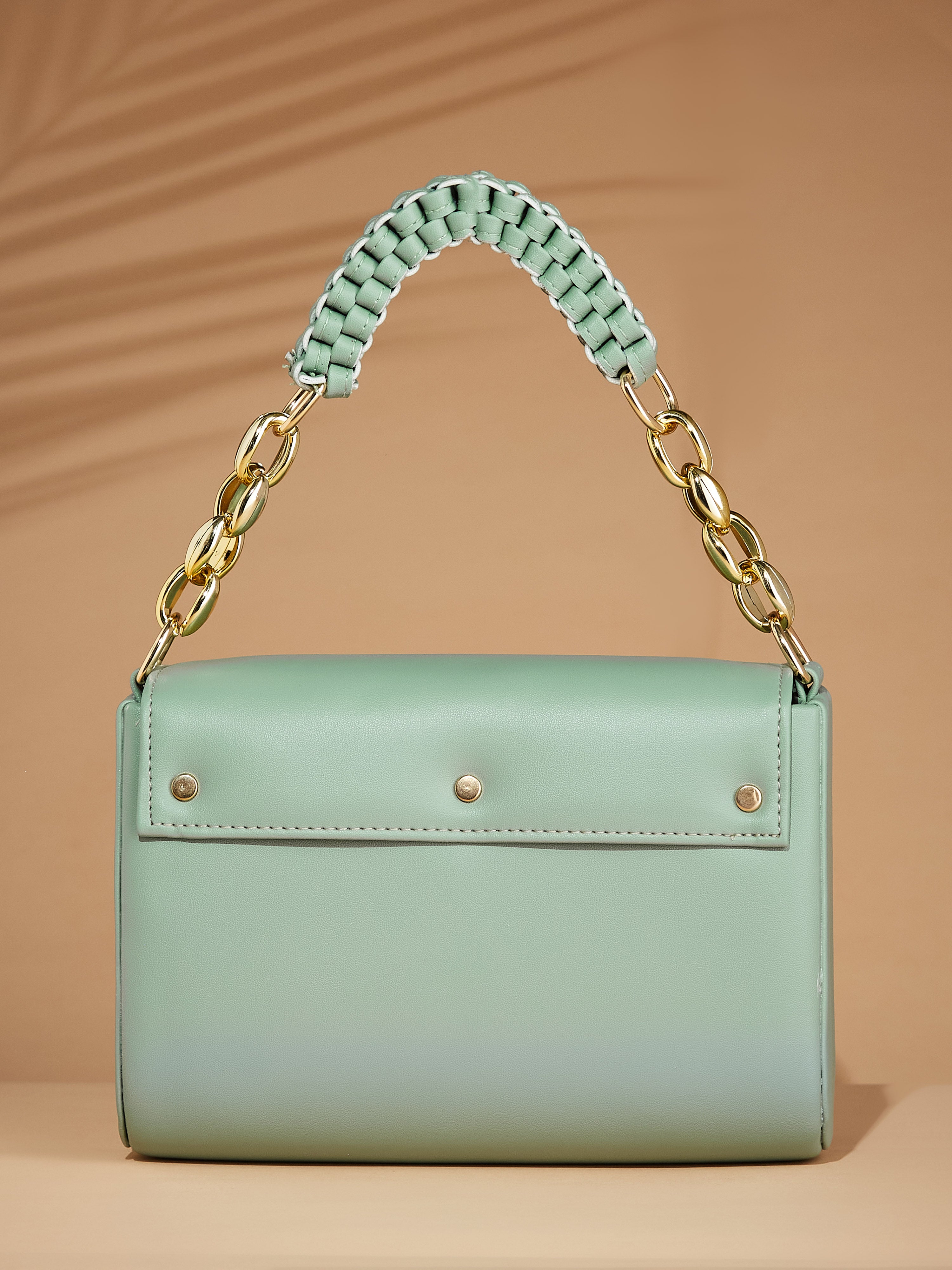 vegan leather green women's shoulder bag