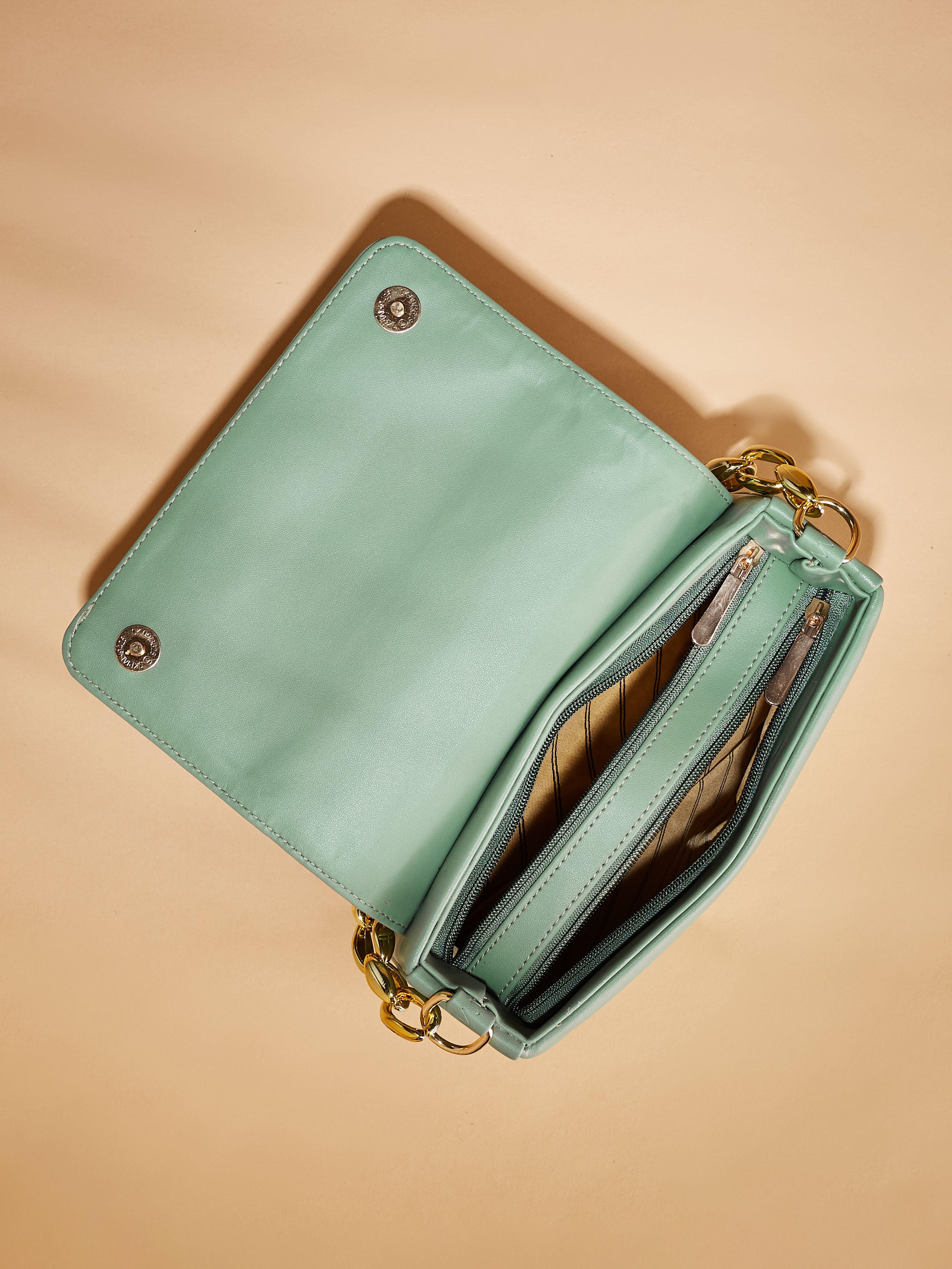 vegan leather green women's shoulder bag