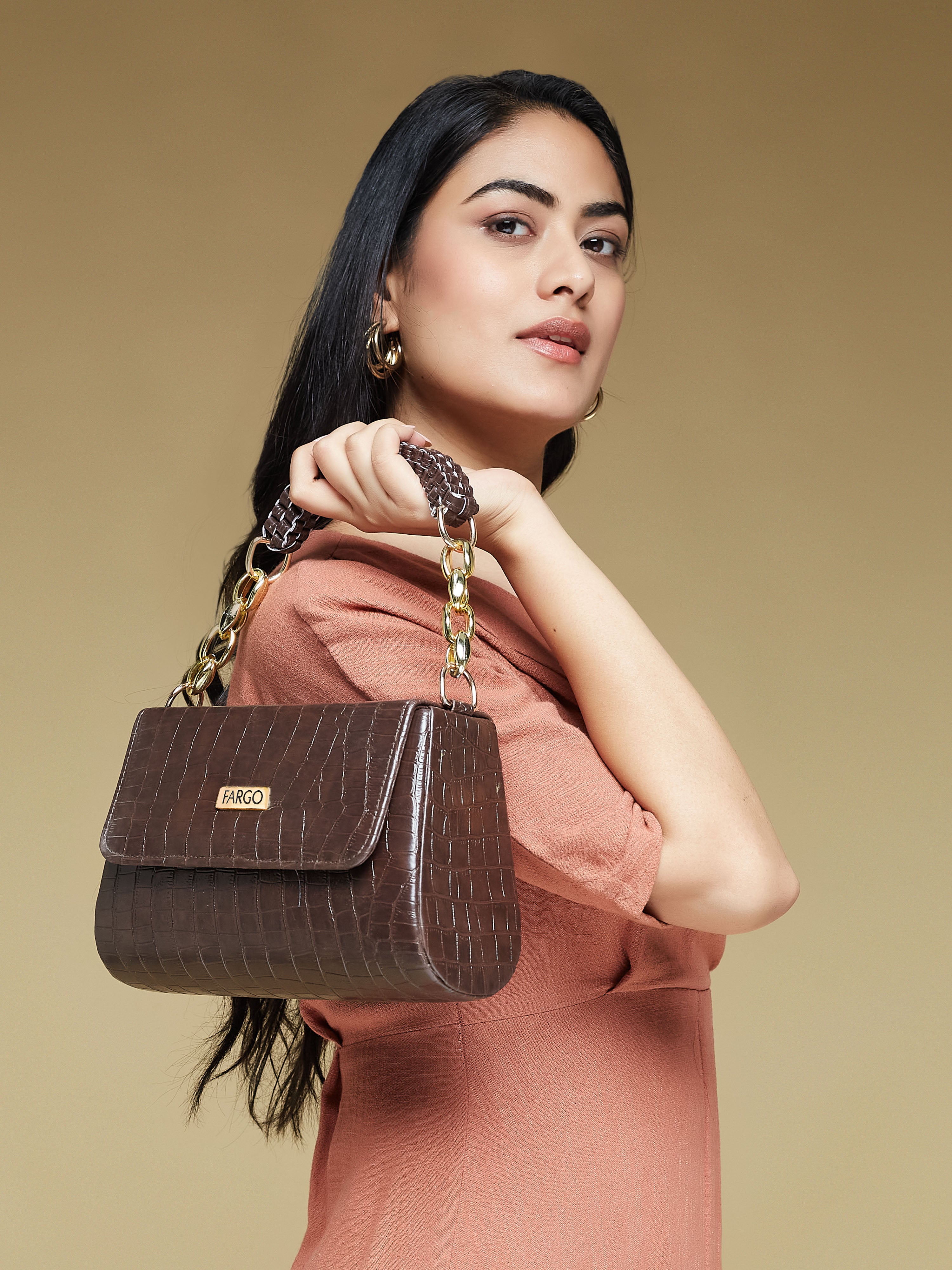 Vegan Leather Women's Brown Shoulder Bag