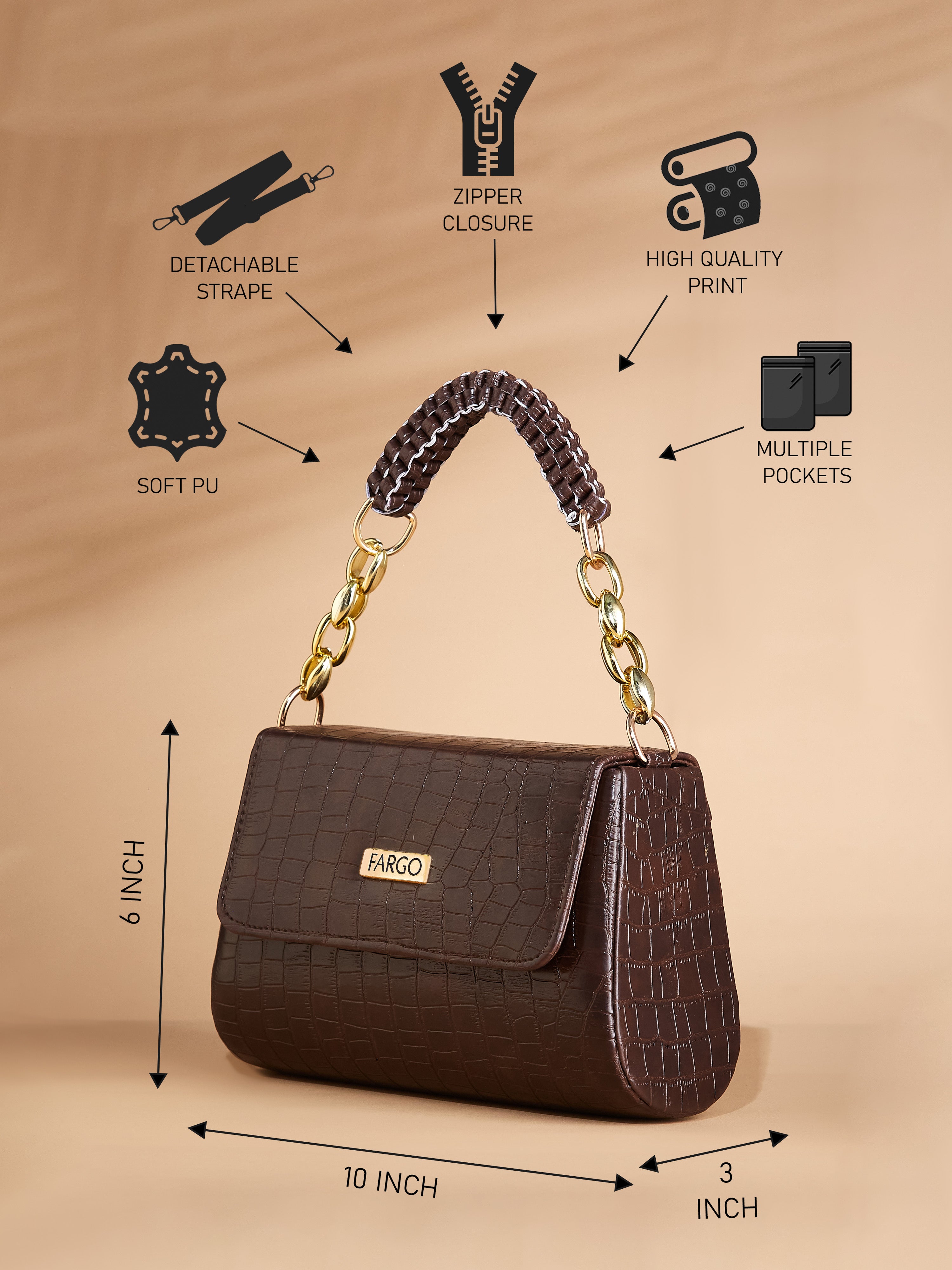 Vegan Leather Women's Brown Shoulder Bag