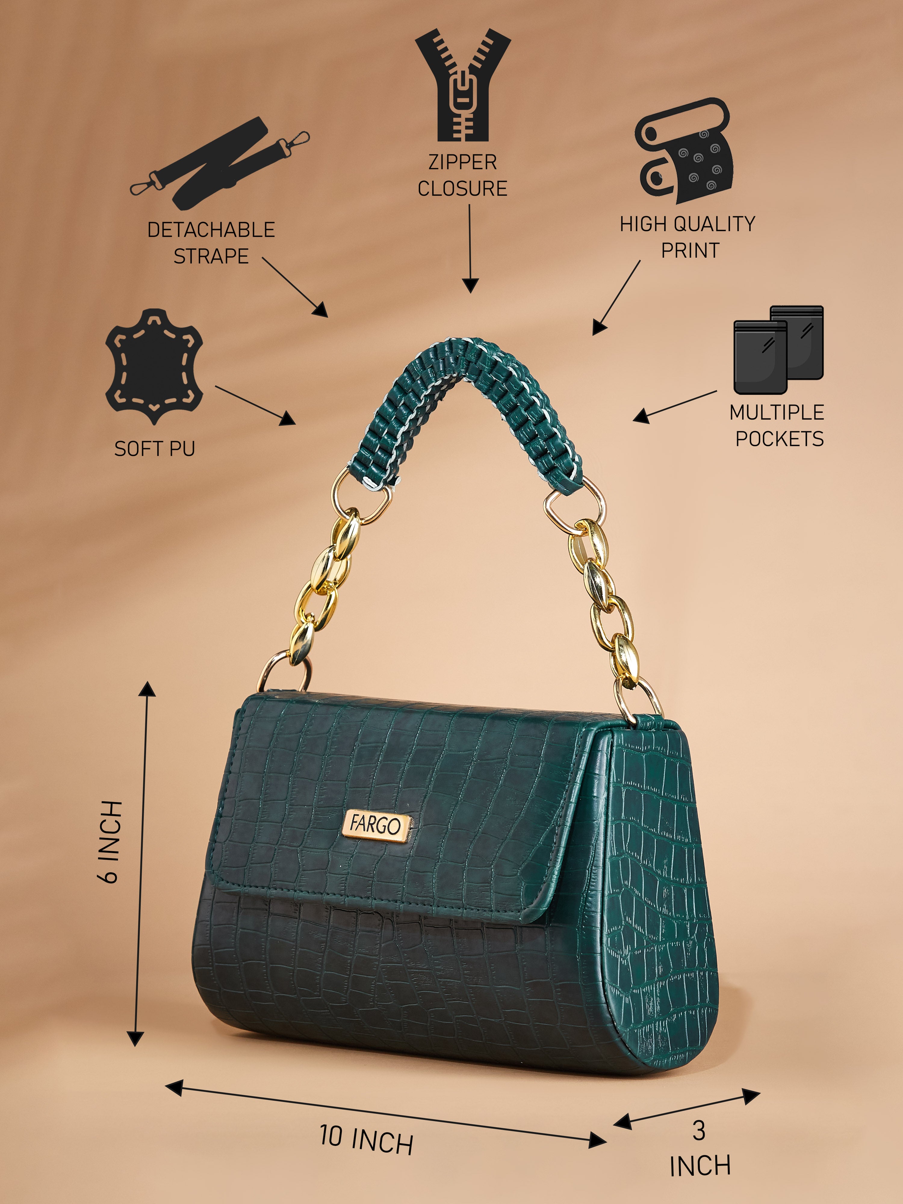 Vegan Leather Green Women's Shoulder Bag