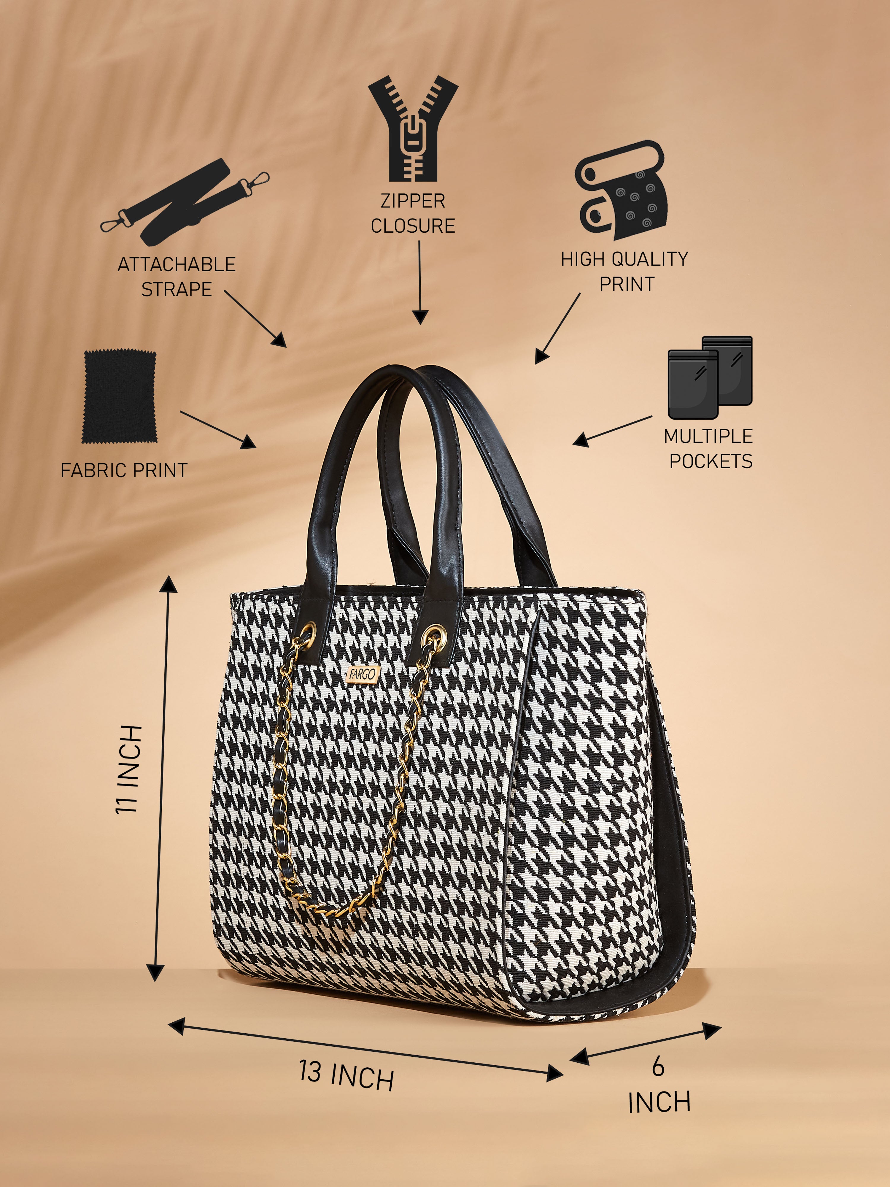 Canvas & Vegan Leather Black Women's Tote