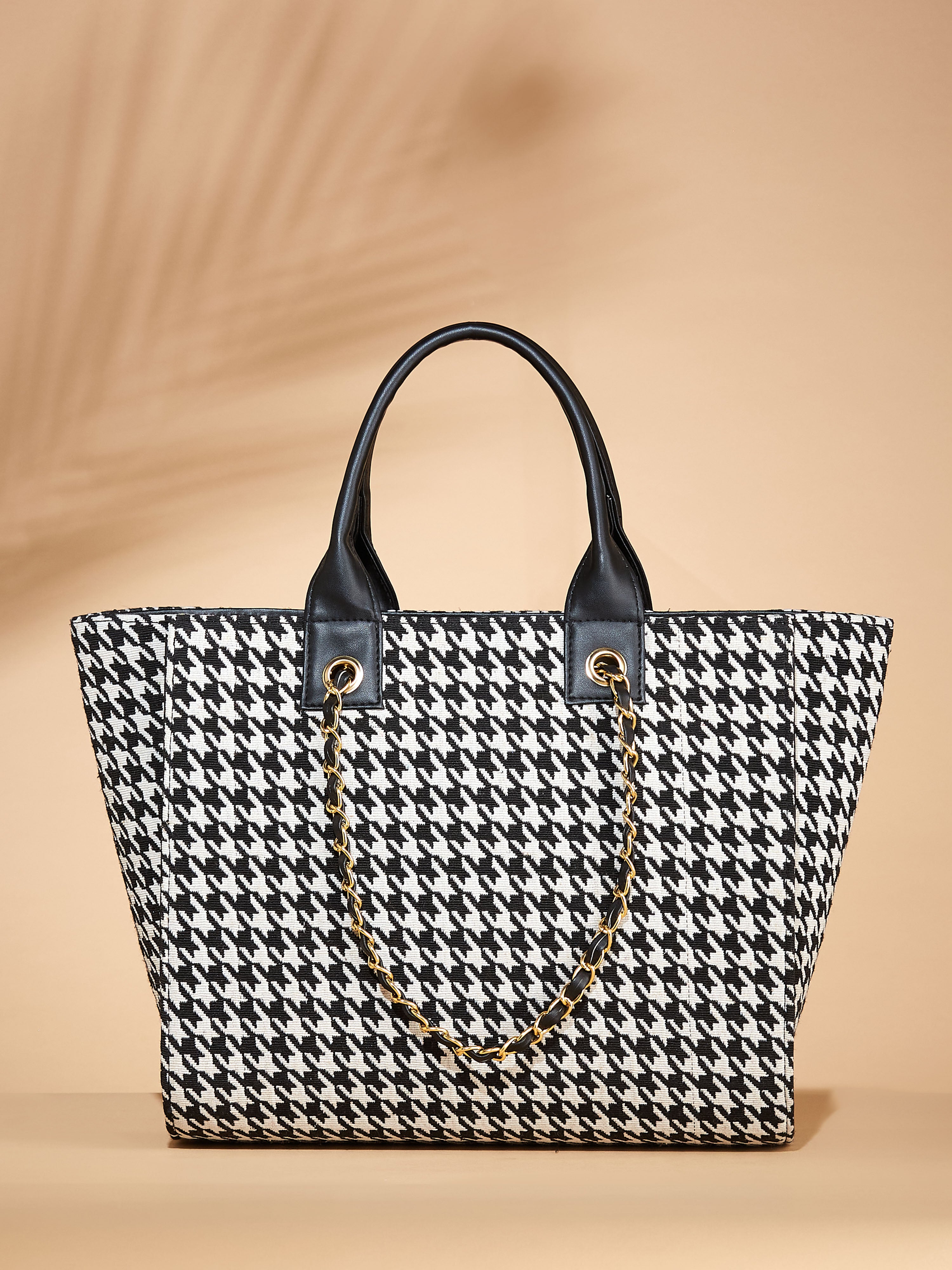 Canvas & Vegan Leather Black Women's Tote