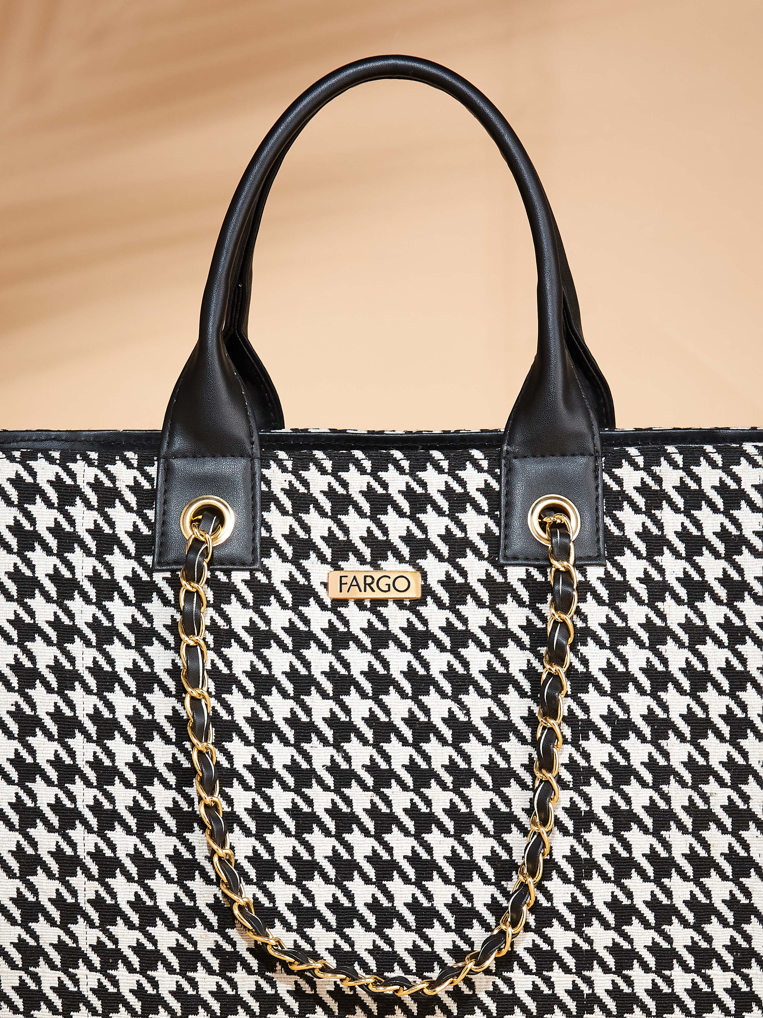 Canvas & Vegan Leather Black Women's Tote
