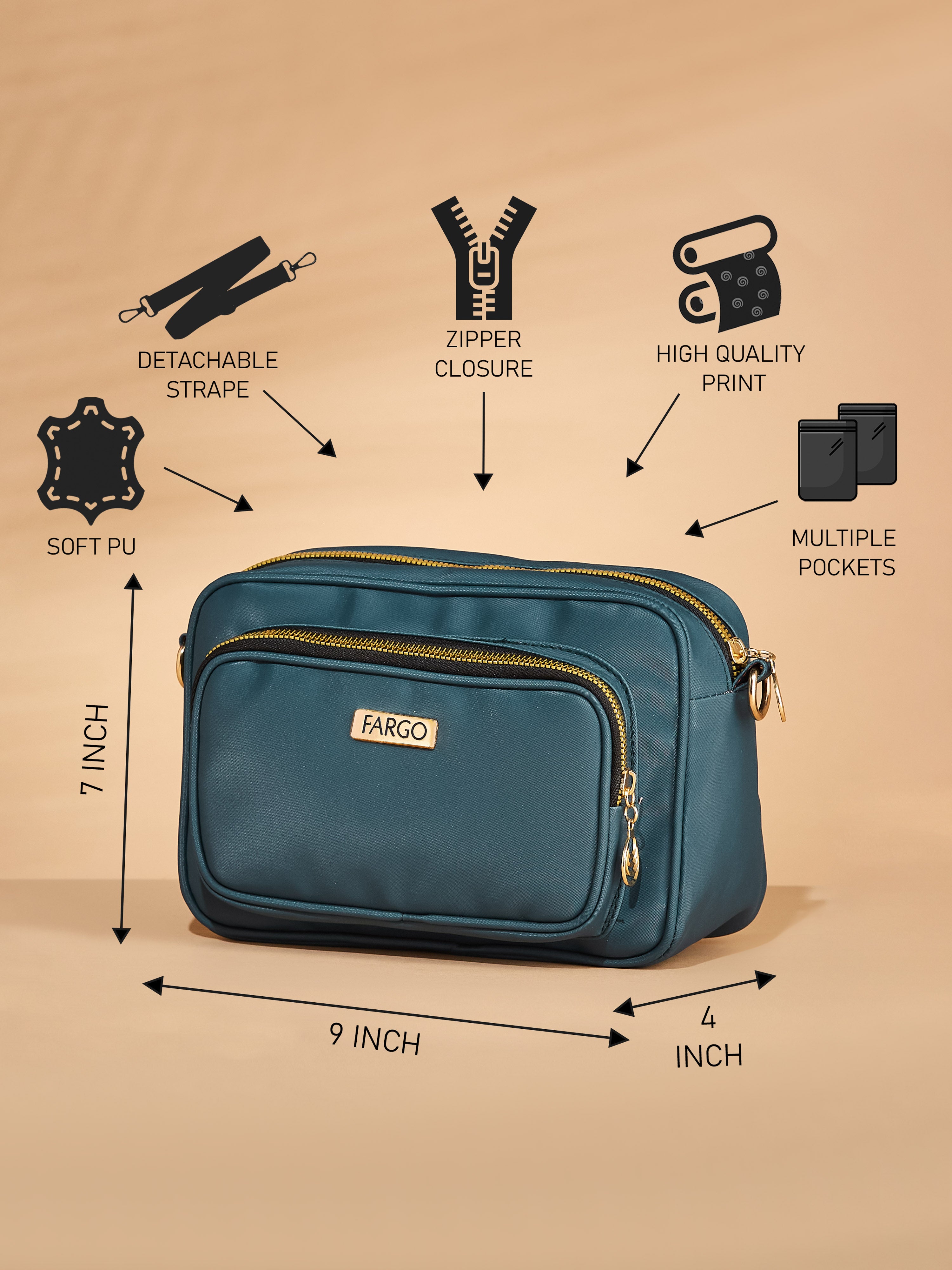 Vegan Leather Blue Women's Sling Bag