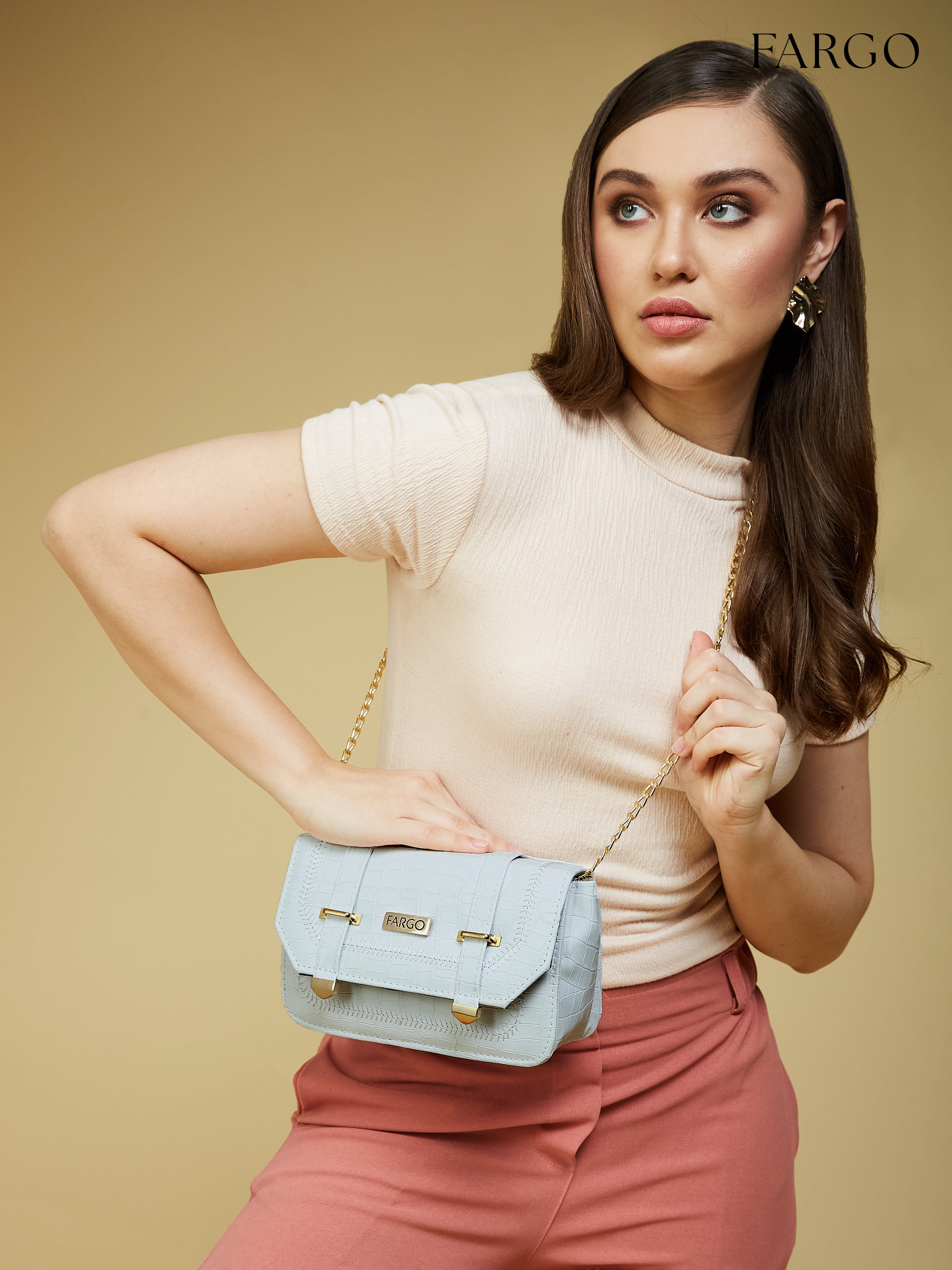 croco vegan leather white women's crossbody bag