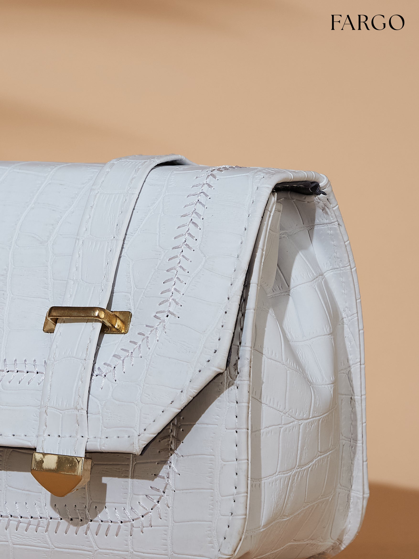 croco vegan leather white women's crossbody bag