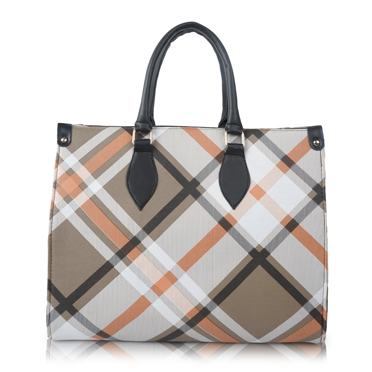 Vegan leather beige women's tote bag