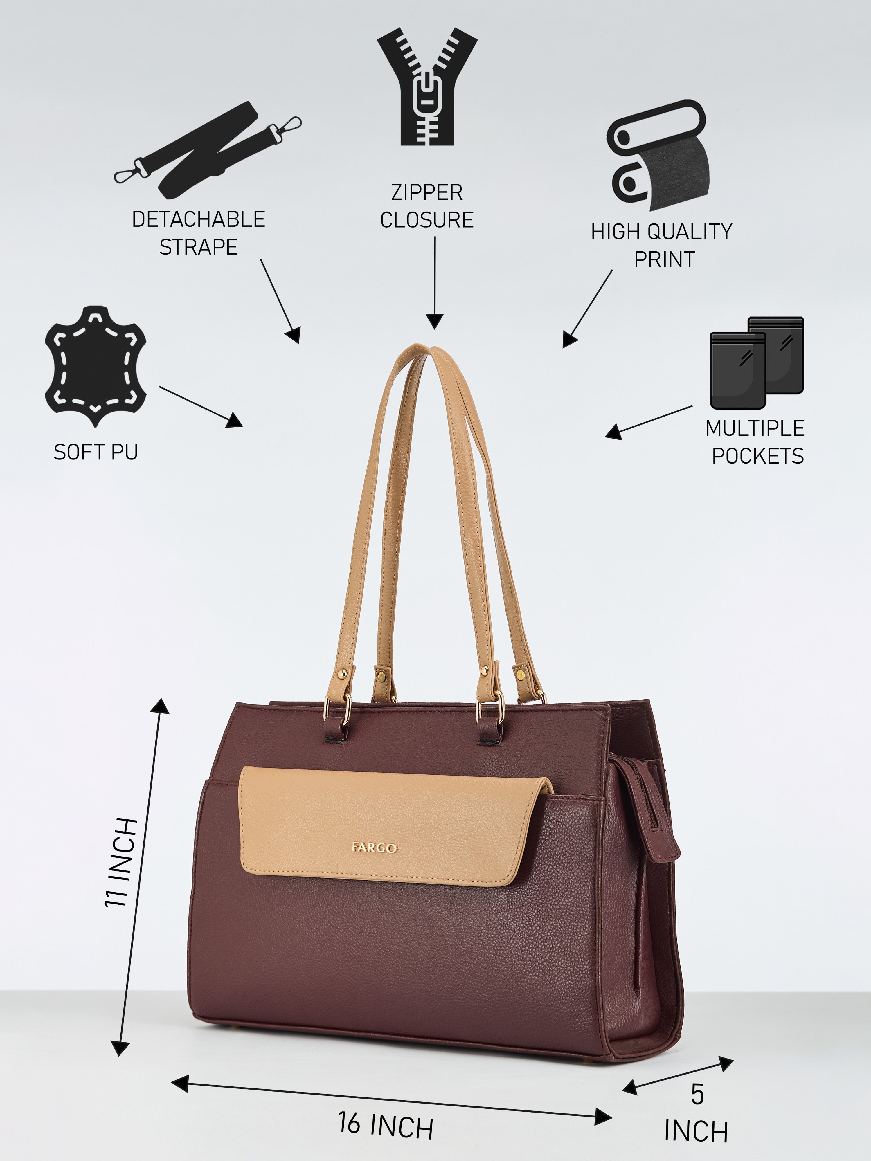 Verve Brown Tote Bag for Women