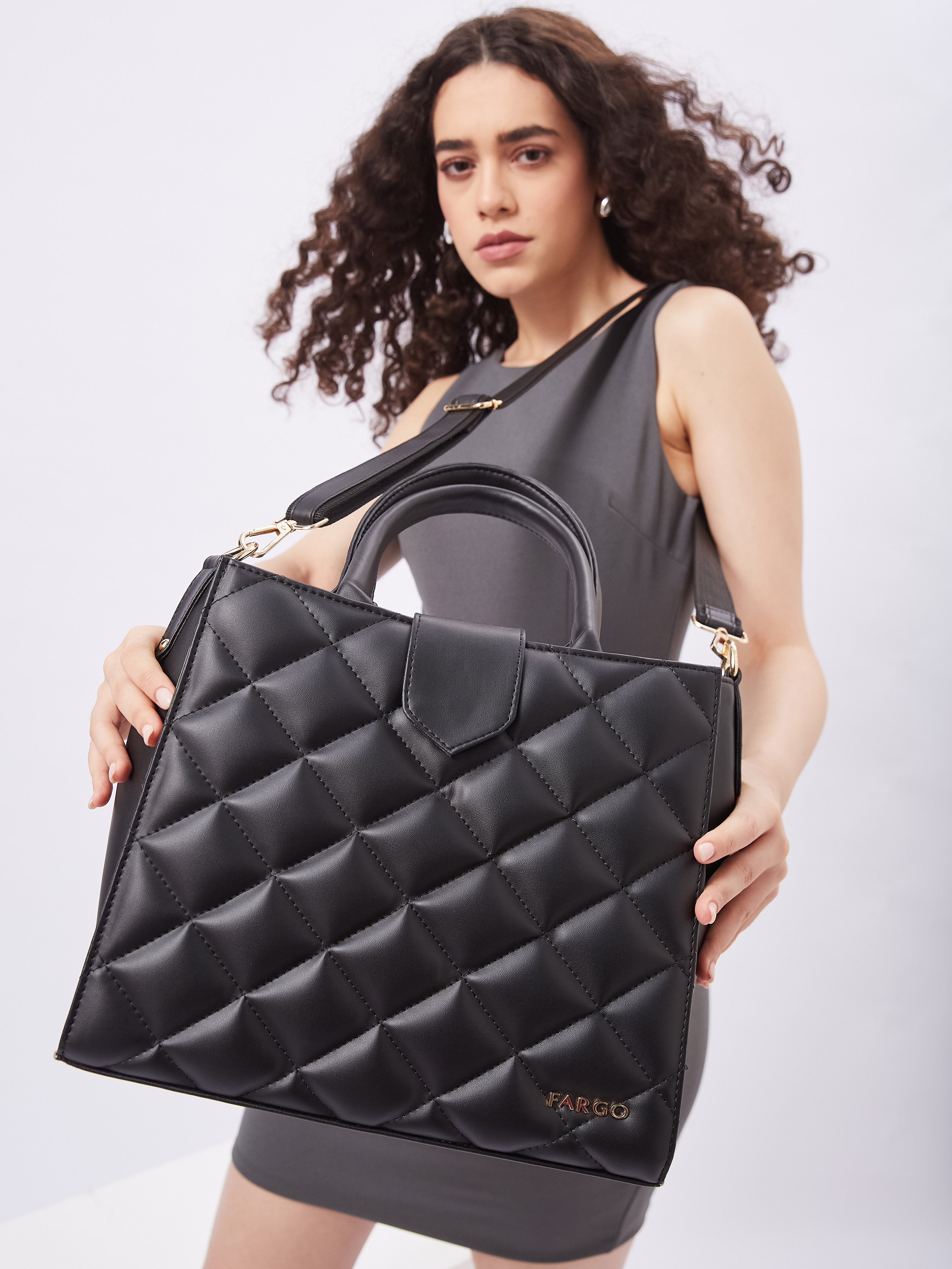 Hera Black Quilted Handbag for Women