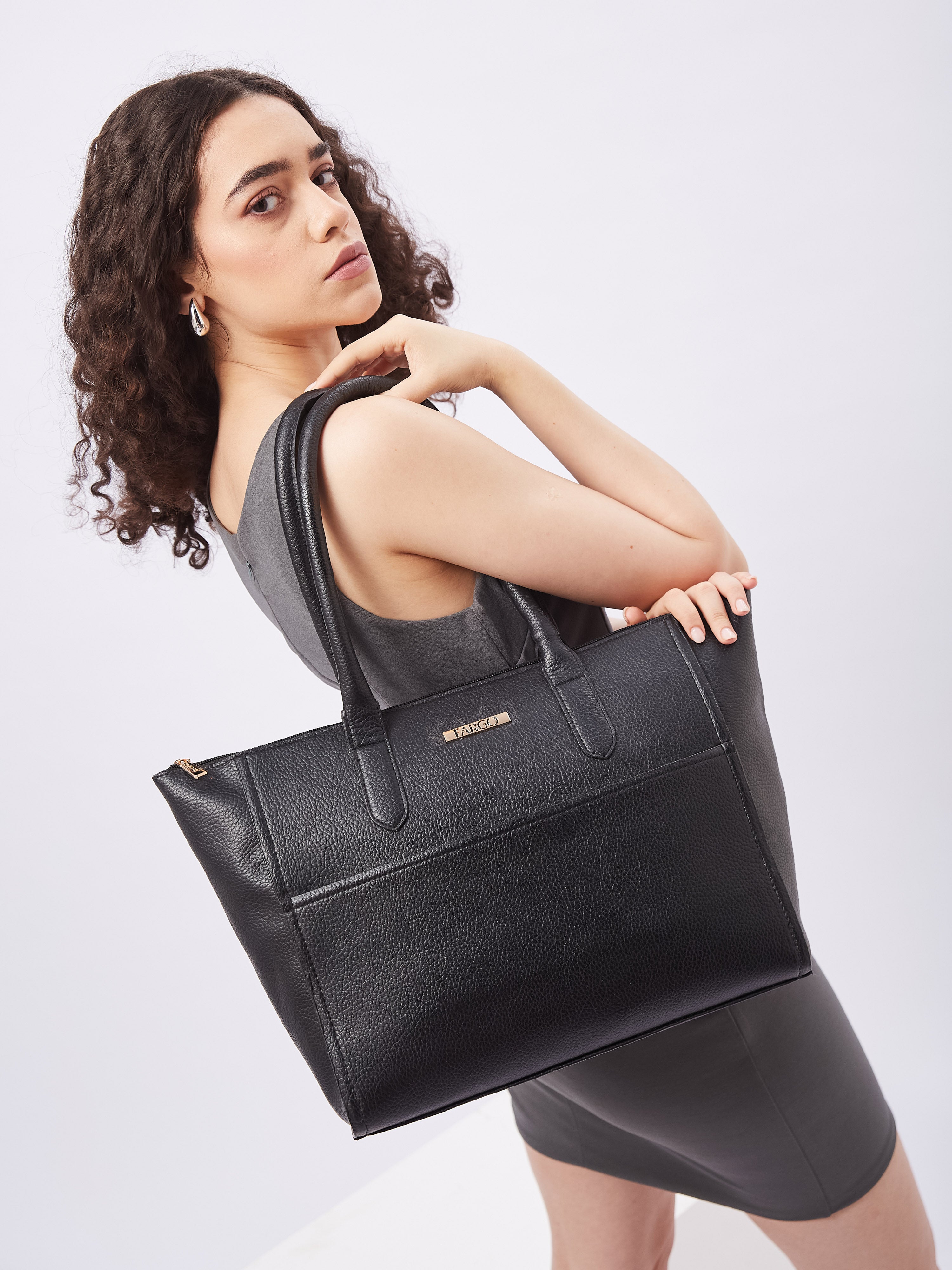Stella Vegan Leather Black Tote Bag