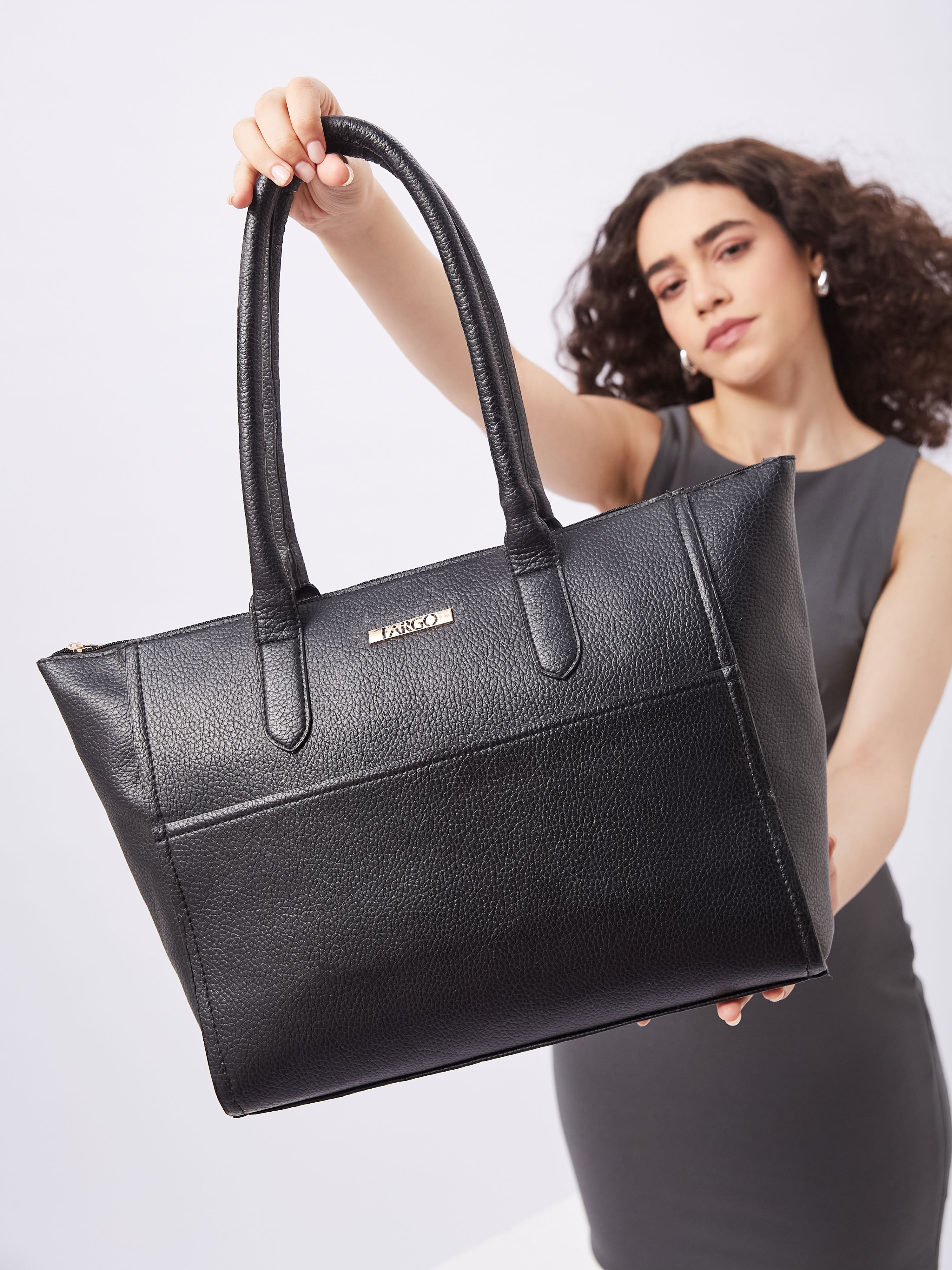 Stella Vegan Leather Black Tote Bag
