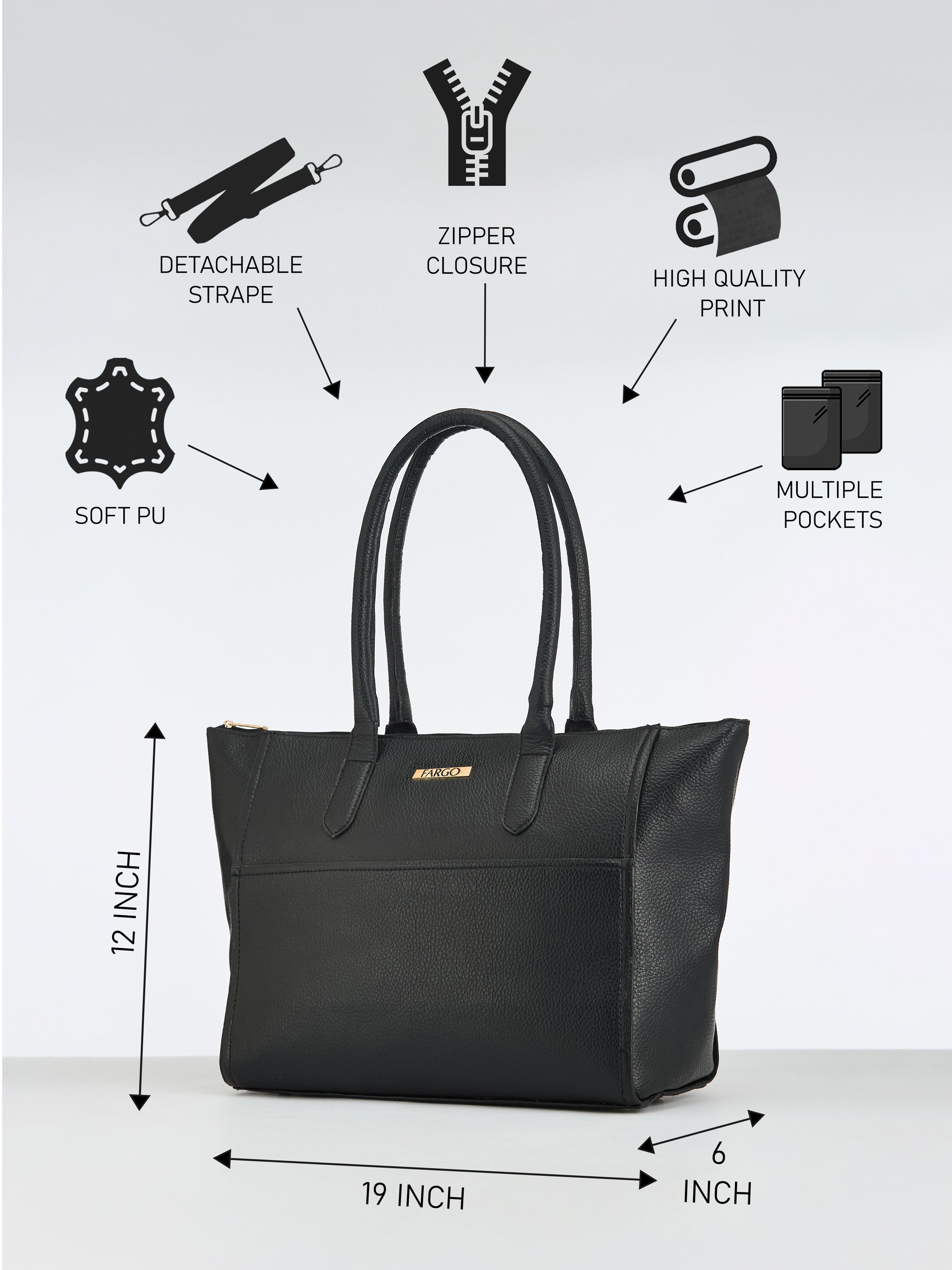 Stella Vegan Leather Black Tote Bag