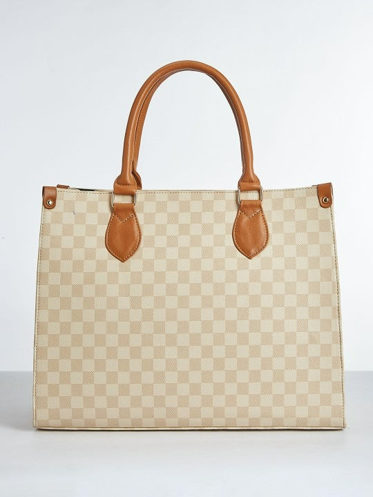 Noble Vegan Leather Printed Oversized Structured Tote Bag