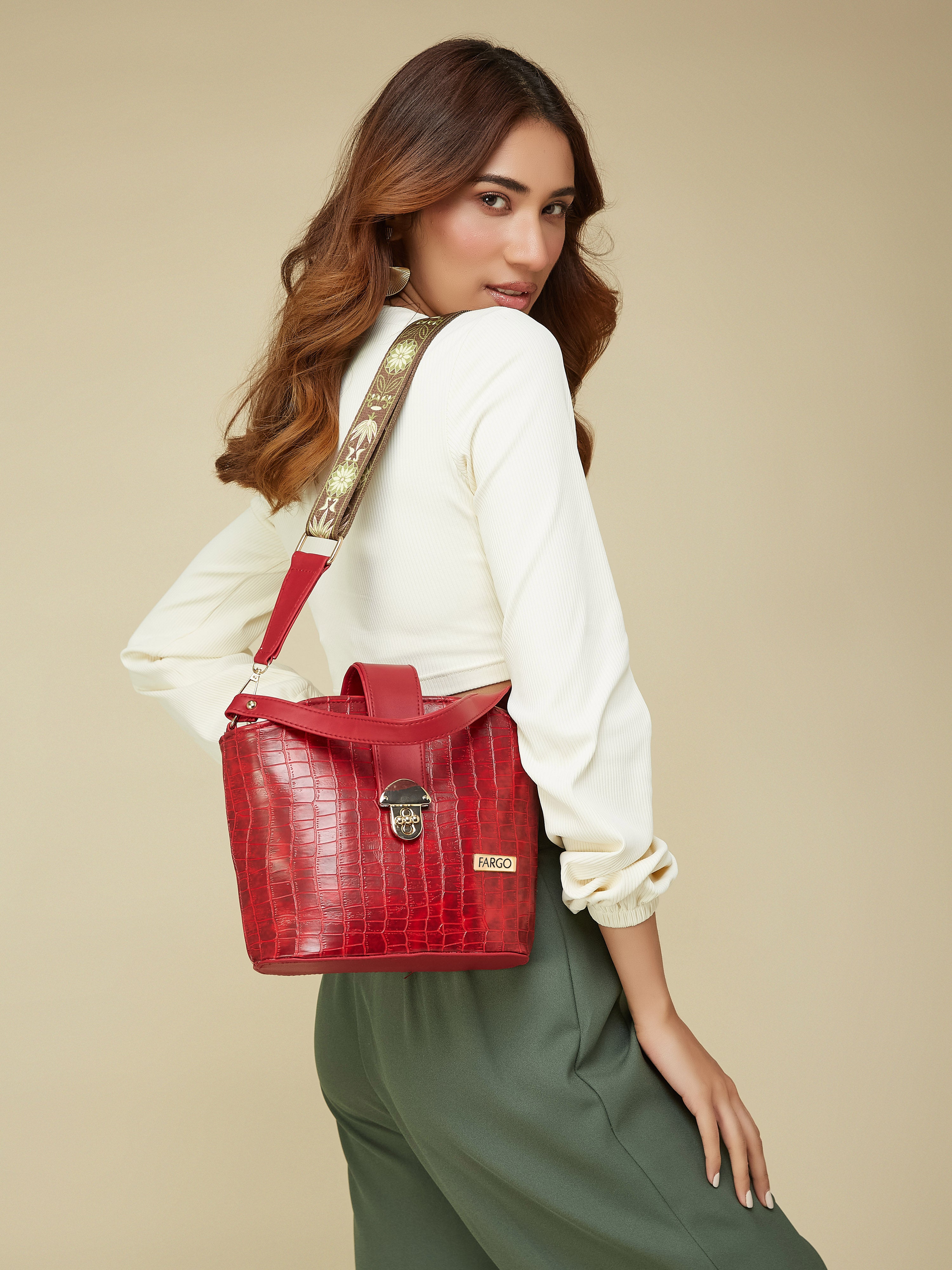 Vegan Leather Women's Maroon Sling Bag