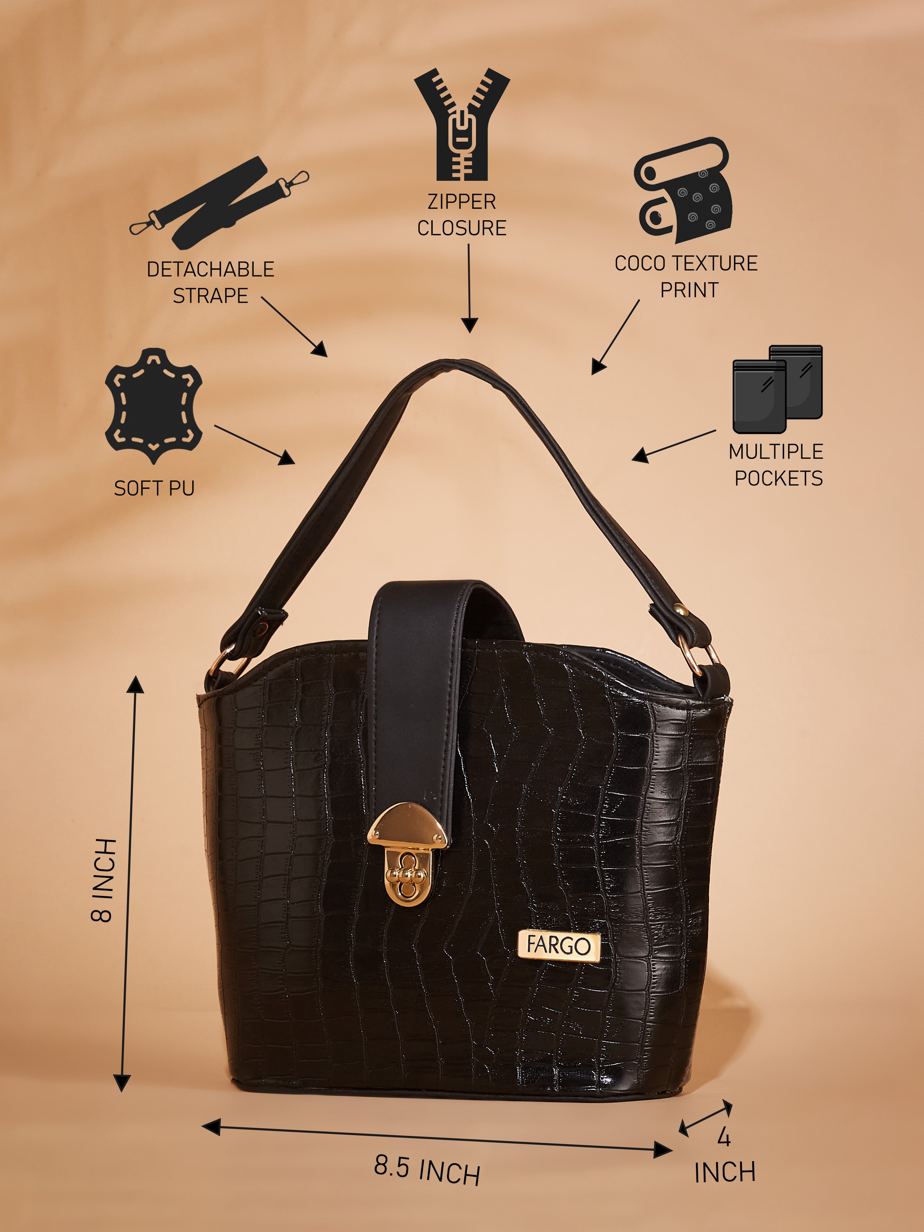 Vegan Leather Women's Black Sling Bag