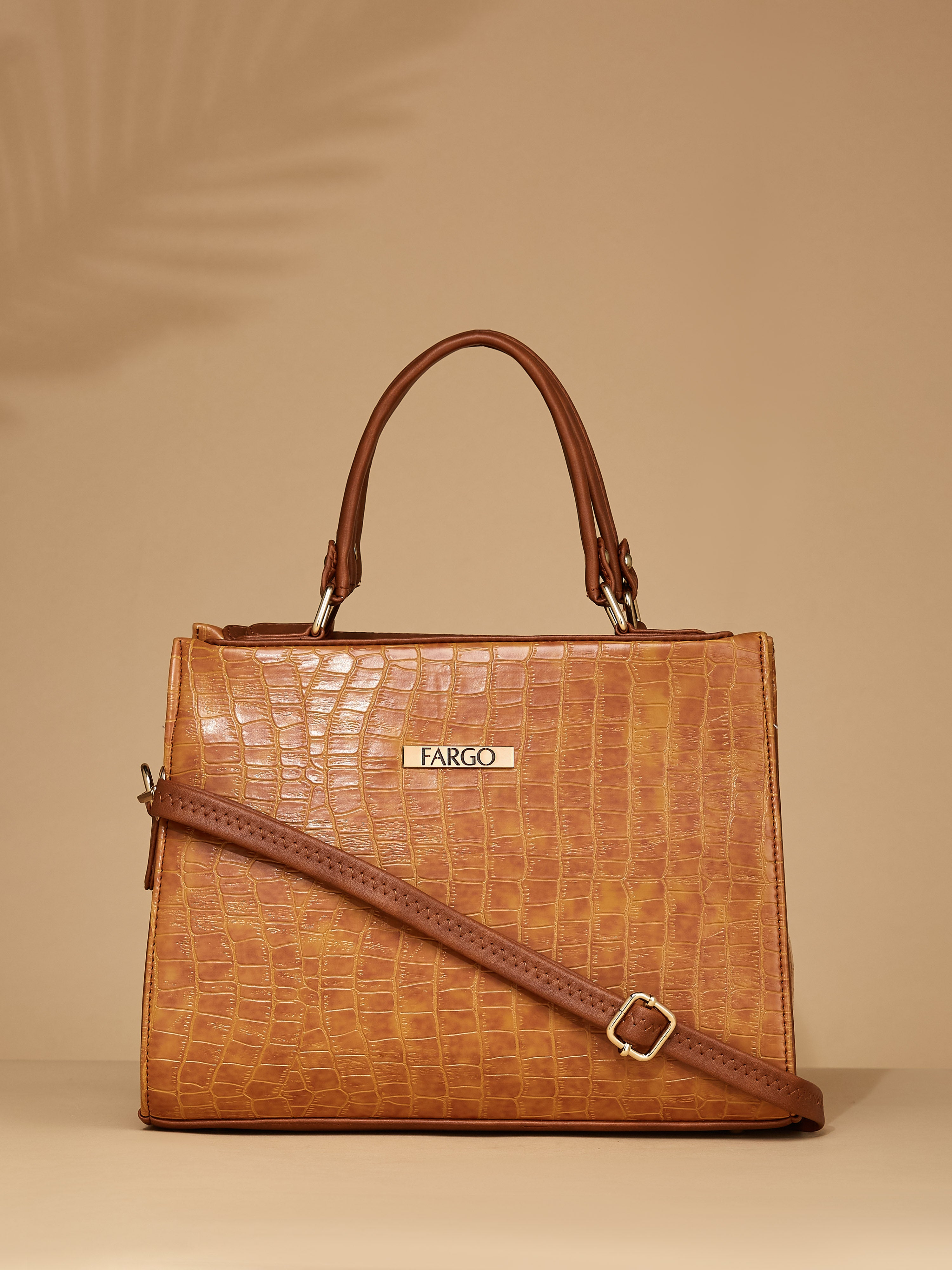 Croco Vegan Leather Tan Women's Handbag