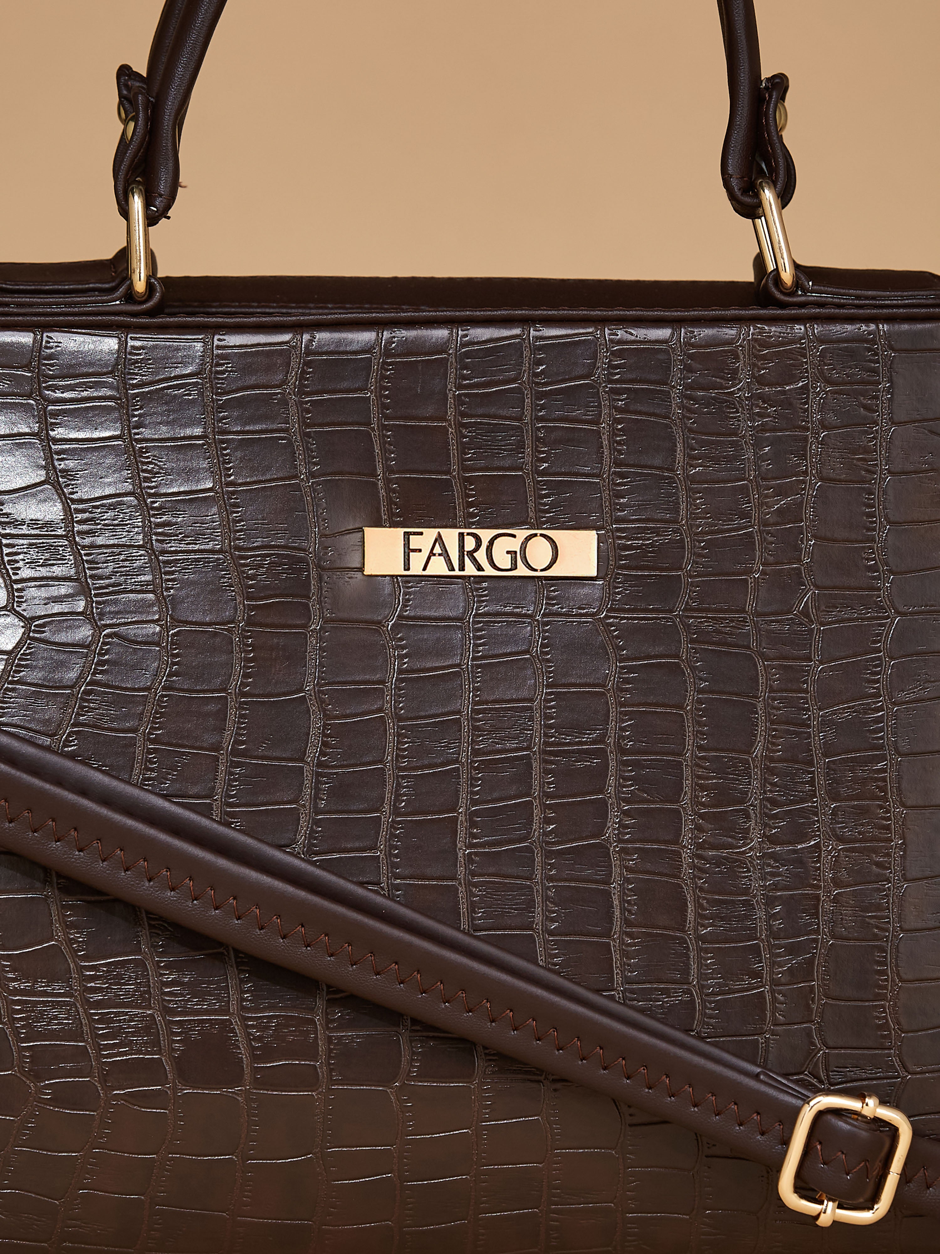 Croco Vegan Leather Brown Women's Handbag