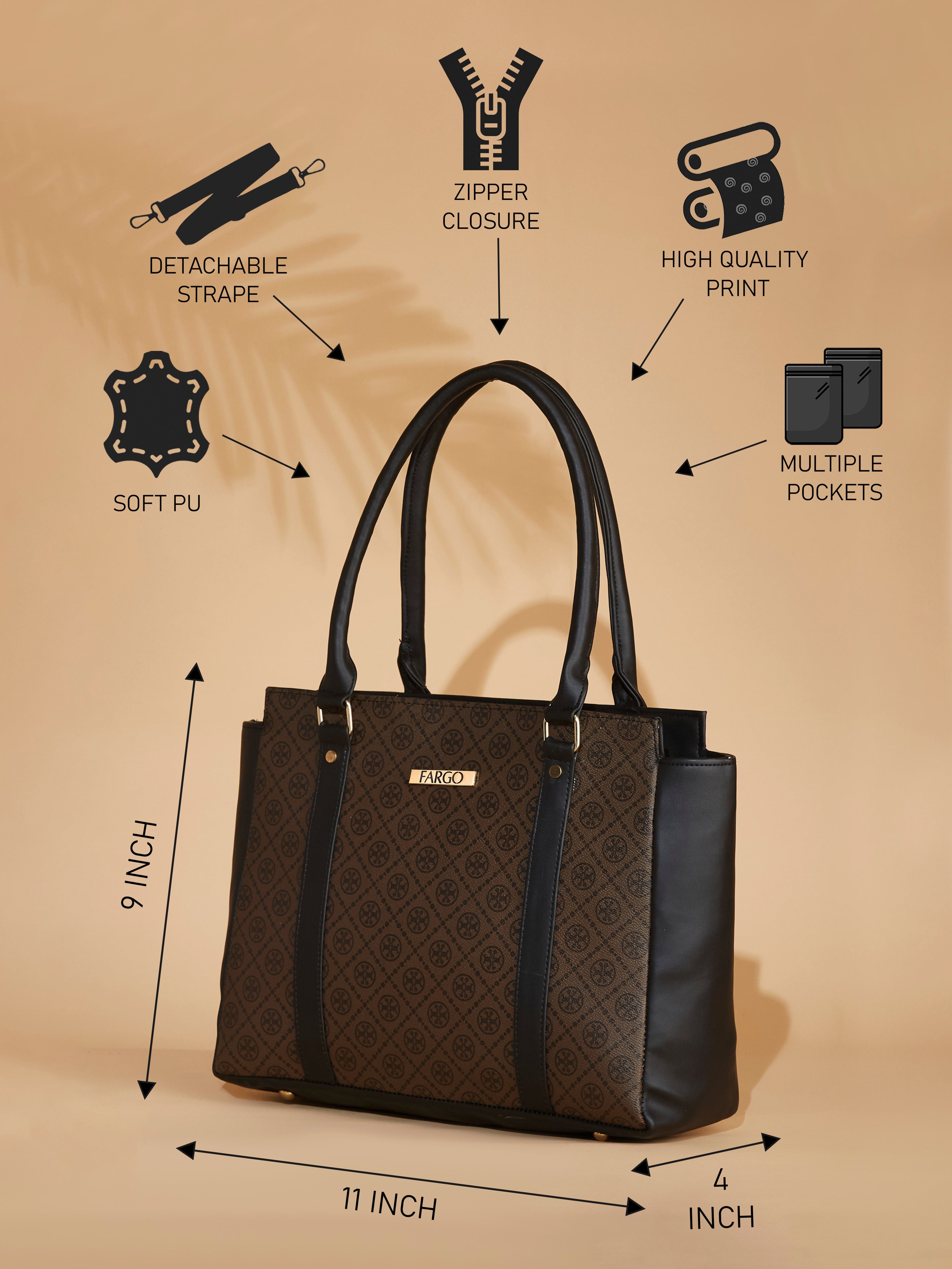 Vegan Leather Brown Women's Handbag