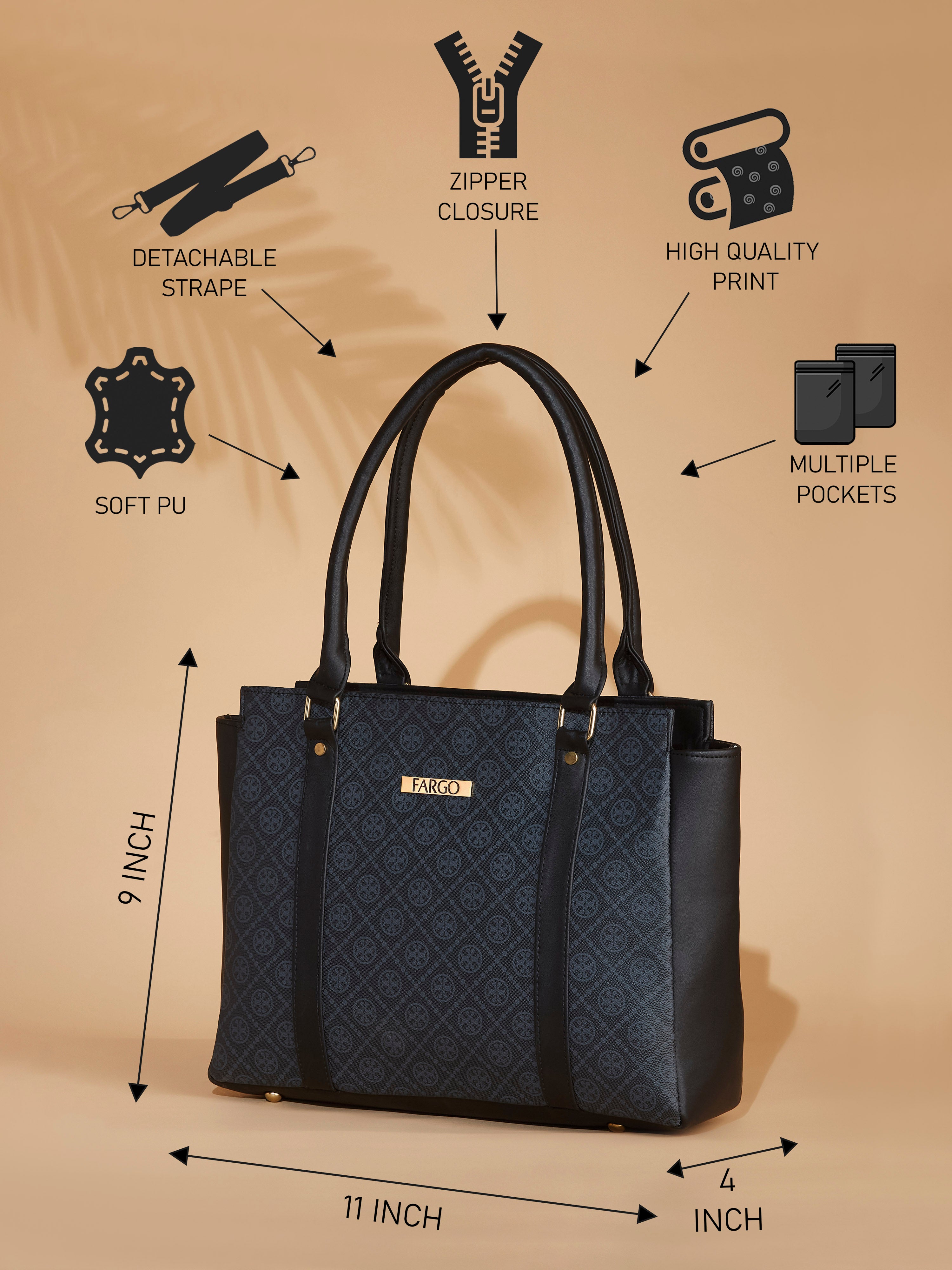 Vegan Leather Grey Women's Handbag