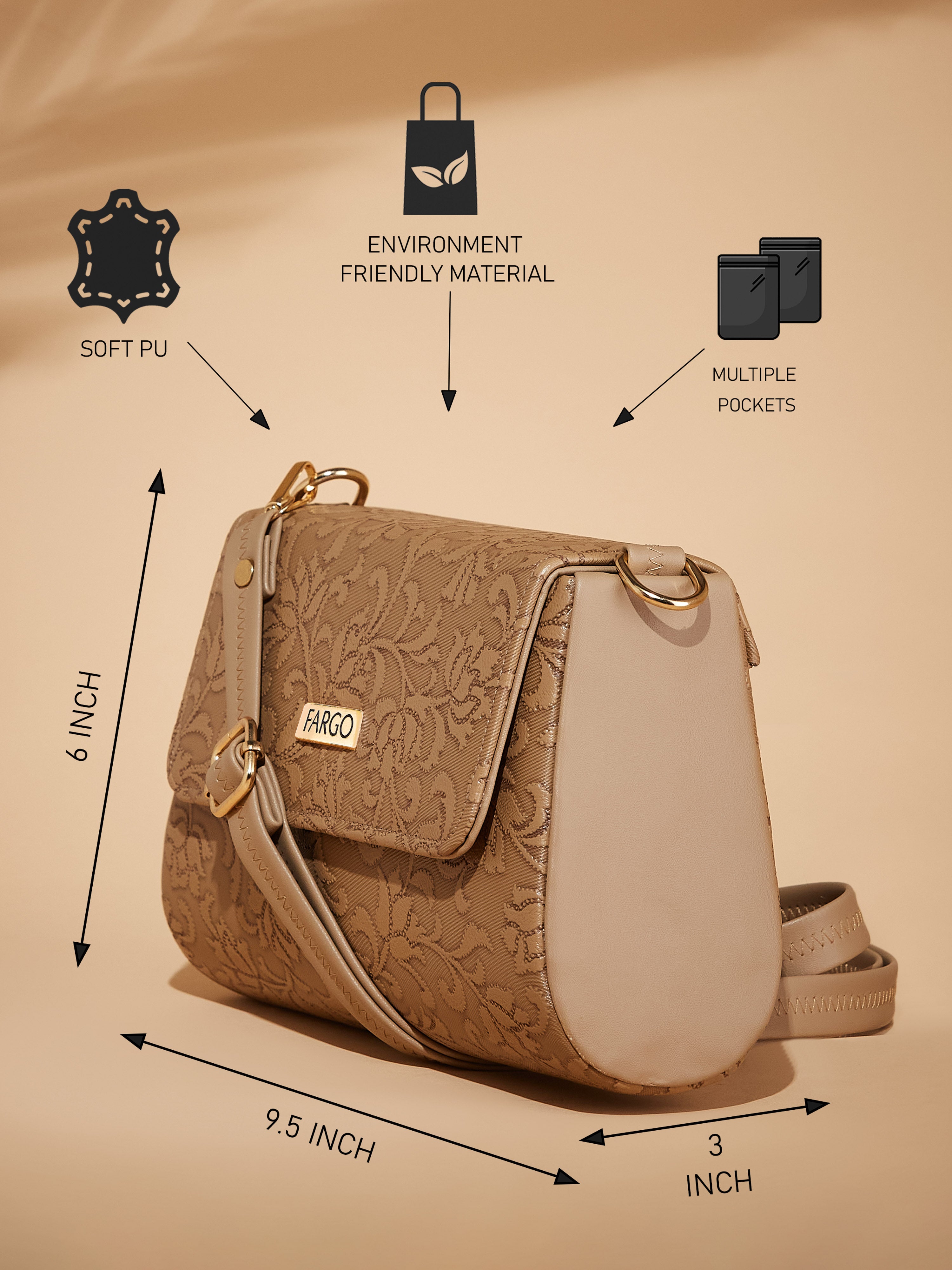Vegan Leather Beige Women's Bucket Sling Bag